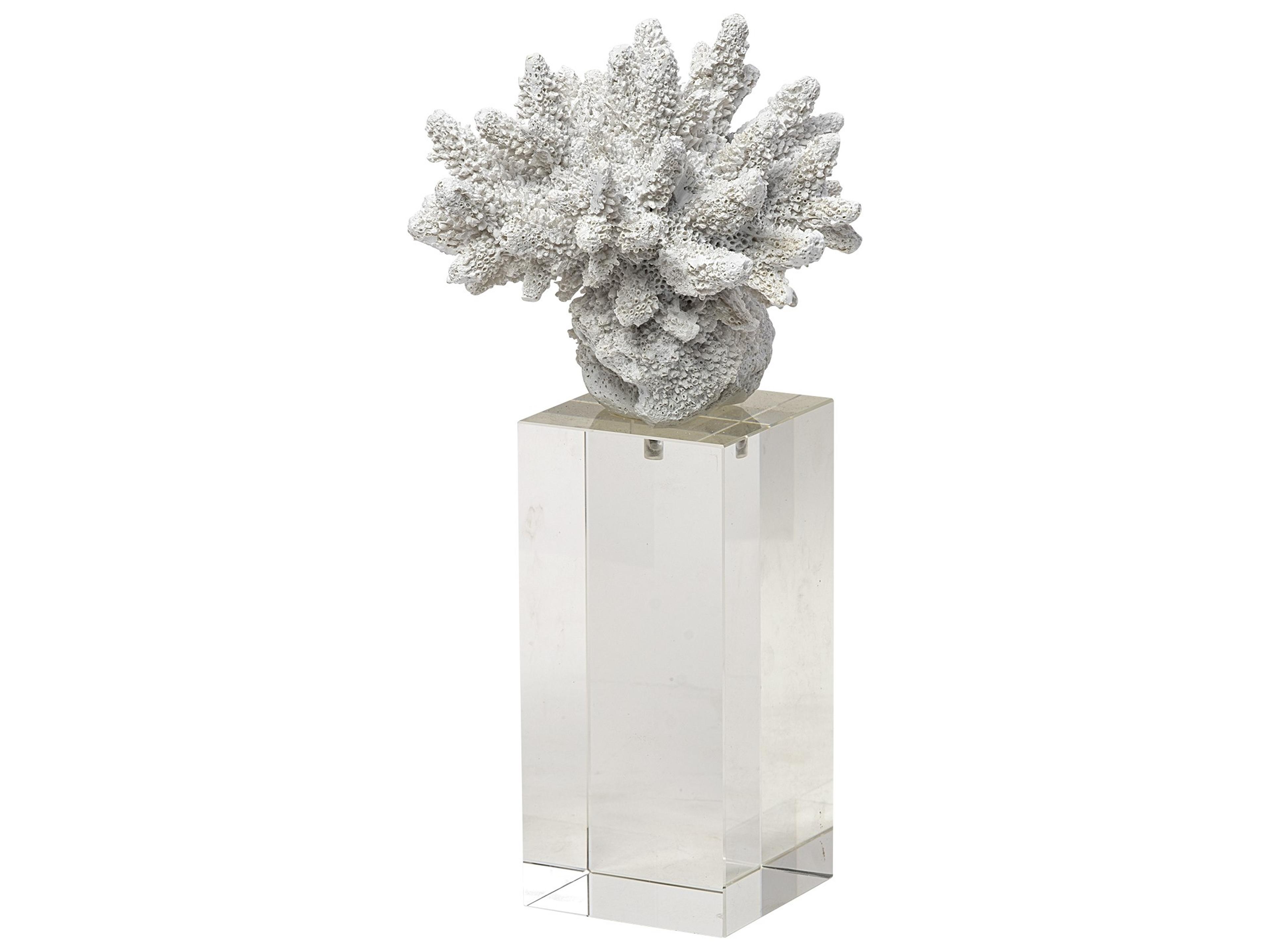 Isla (Large) 5L x 5W White Replica Resin Coral On Clear White Glass