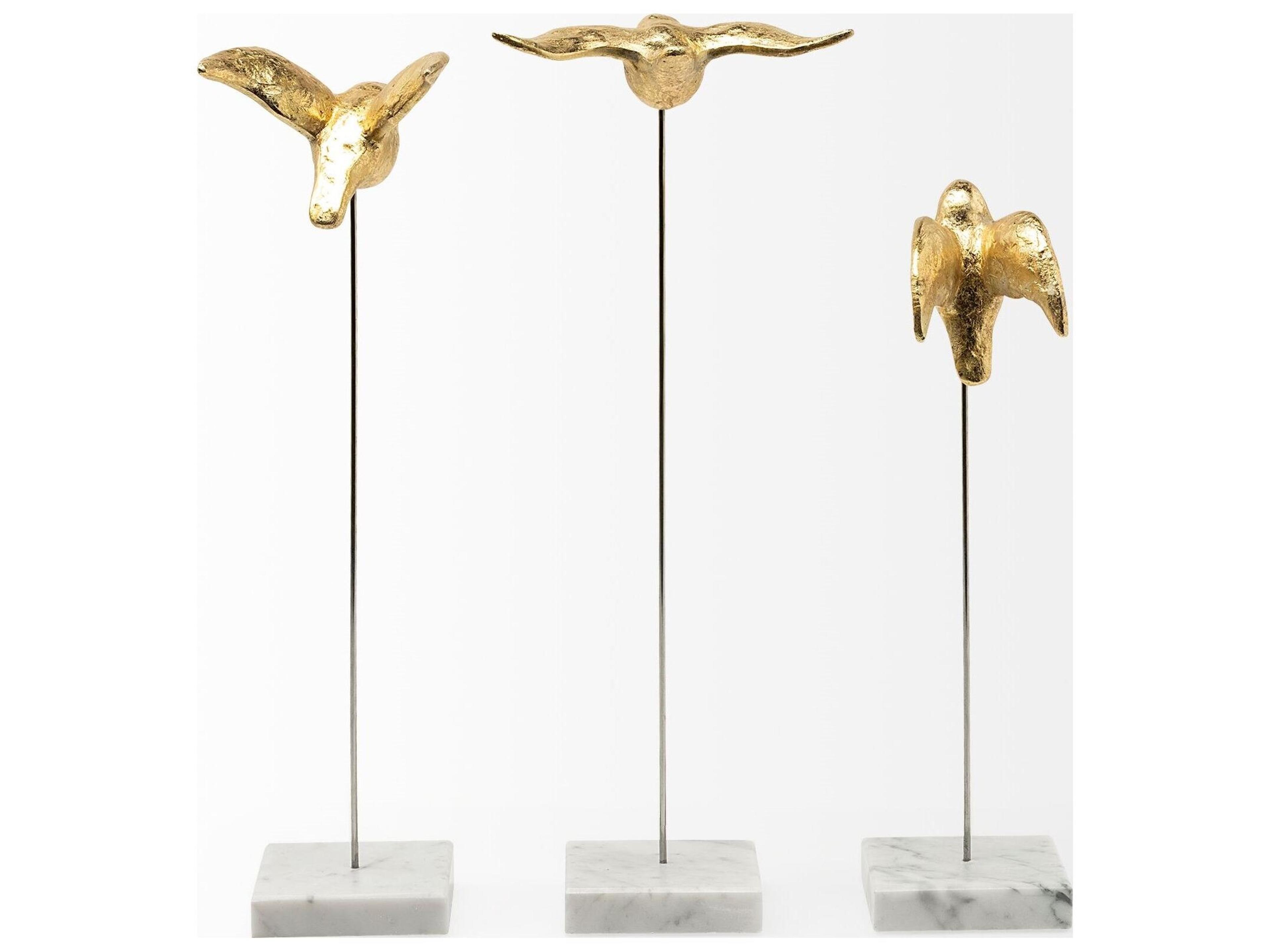 Mercana Aya Set of 3 11L x 4W Gold Metal Decorative Birds