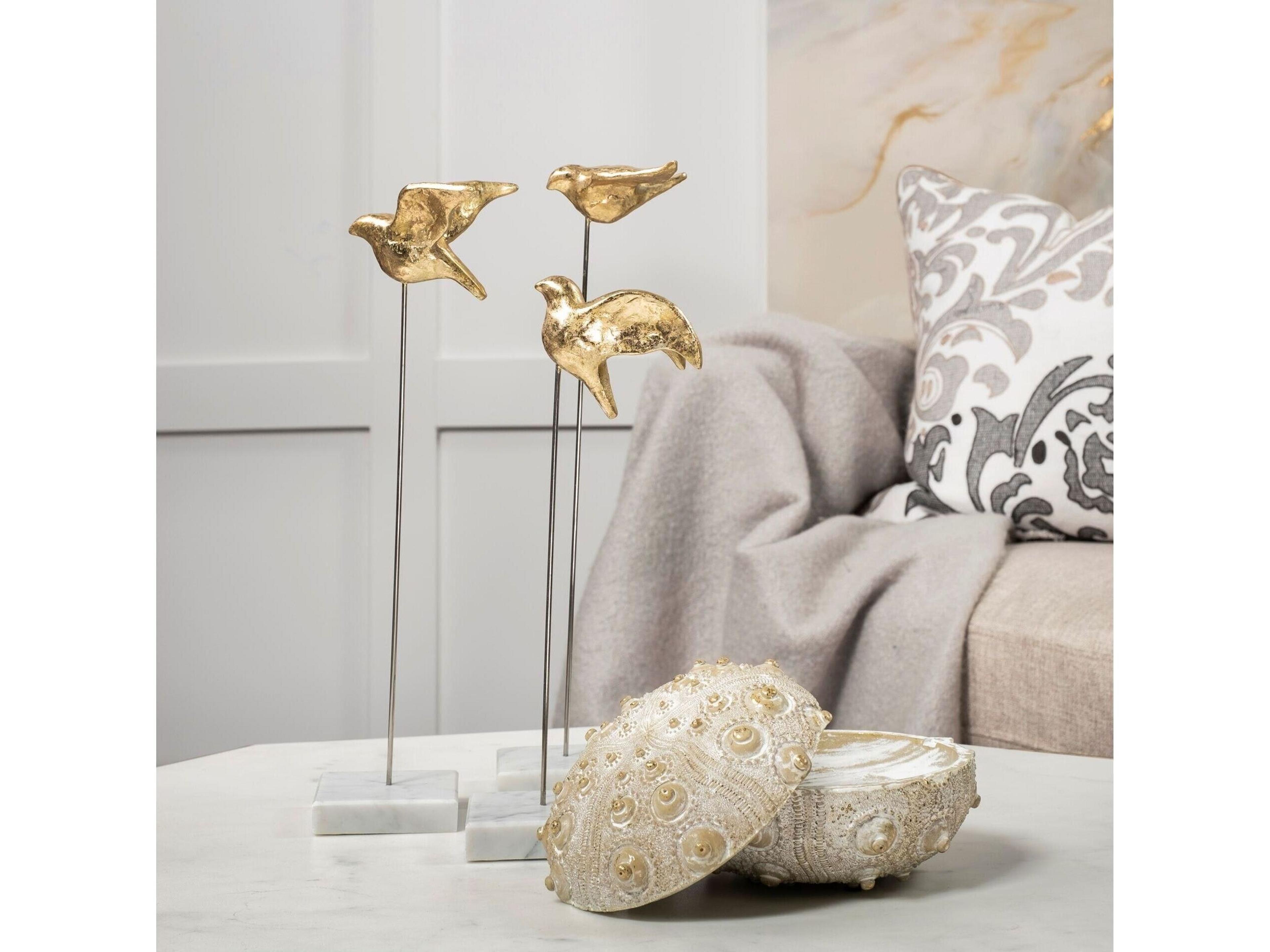 Mercana Aya Set of 3 11L x 4W Gold Metal Decorative Birds