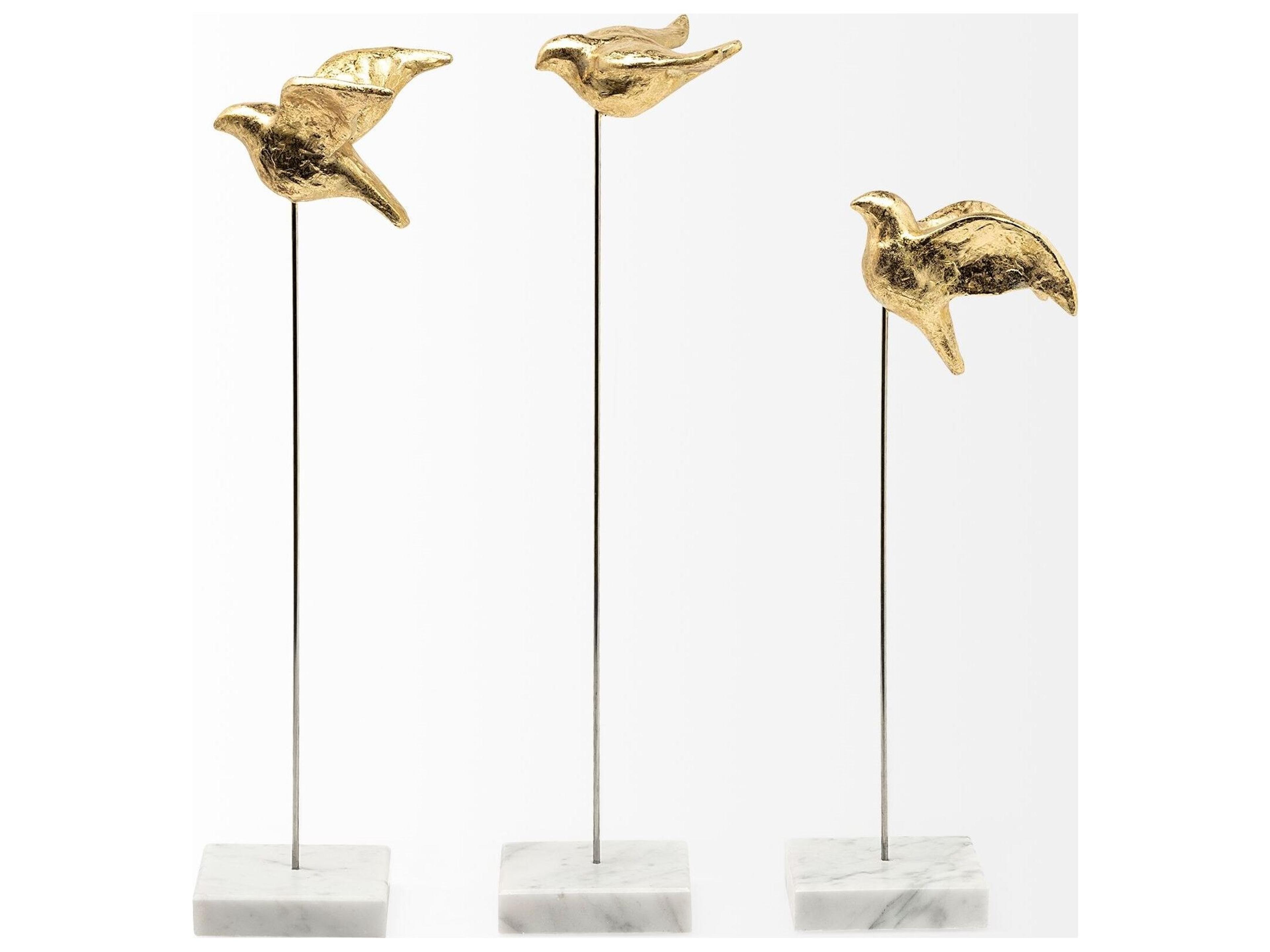 Mercana Aya Set of 3 11L x 4W Gold Metal Decorative Birds