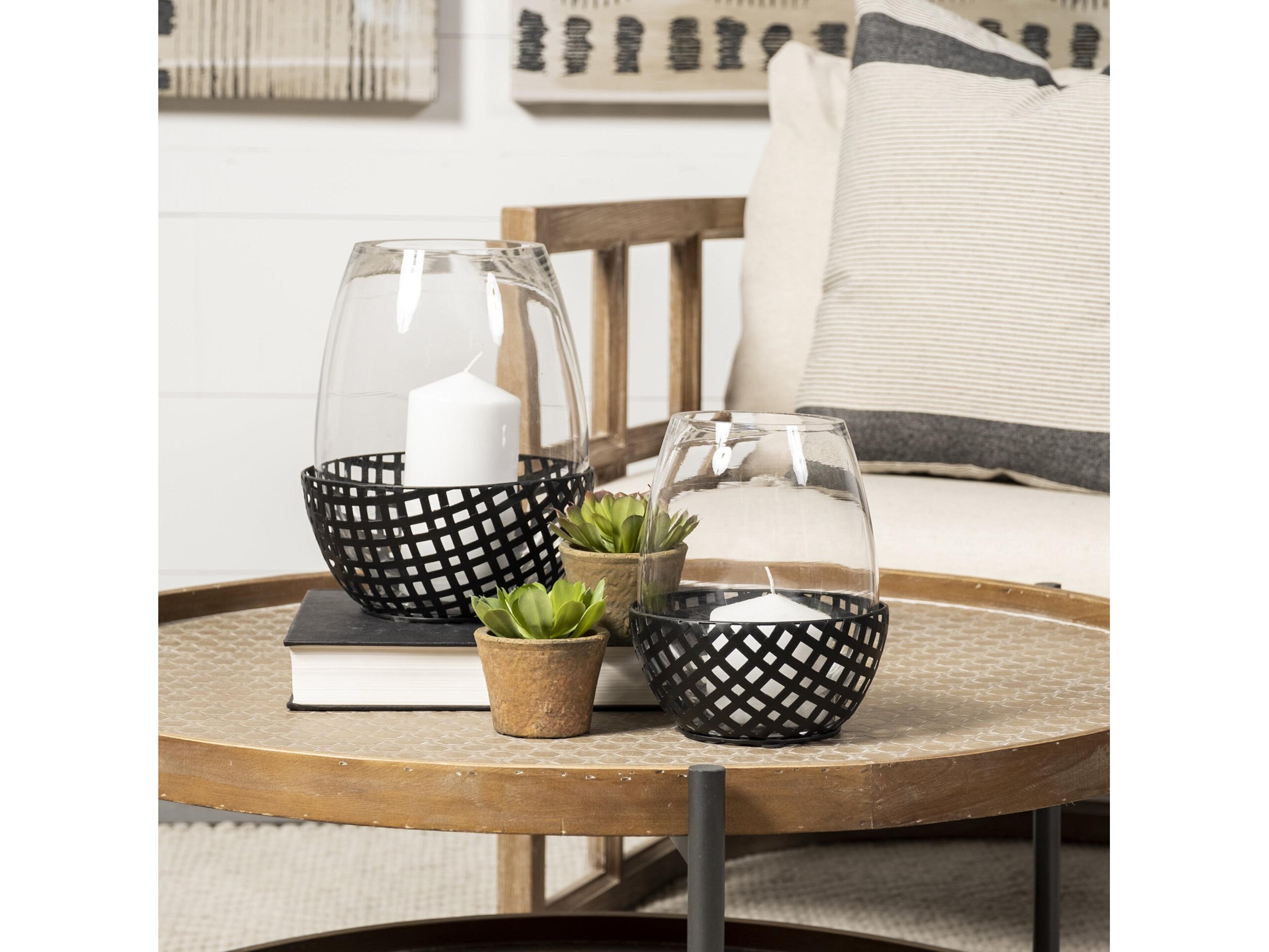 Mercana Reena I Small Black Woven Metal Base Table Candle Holder