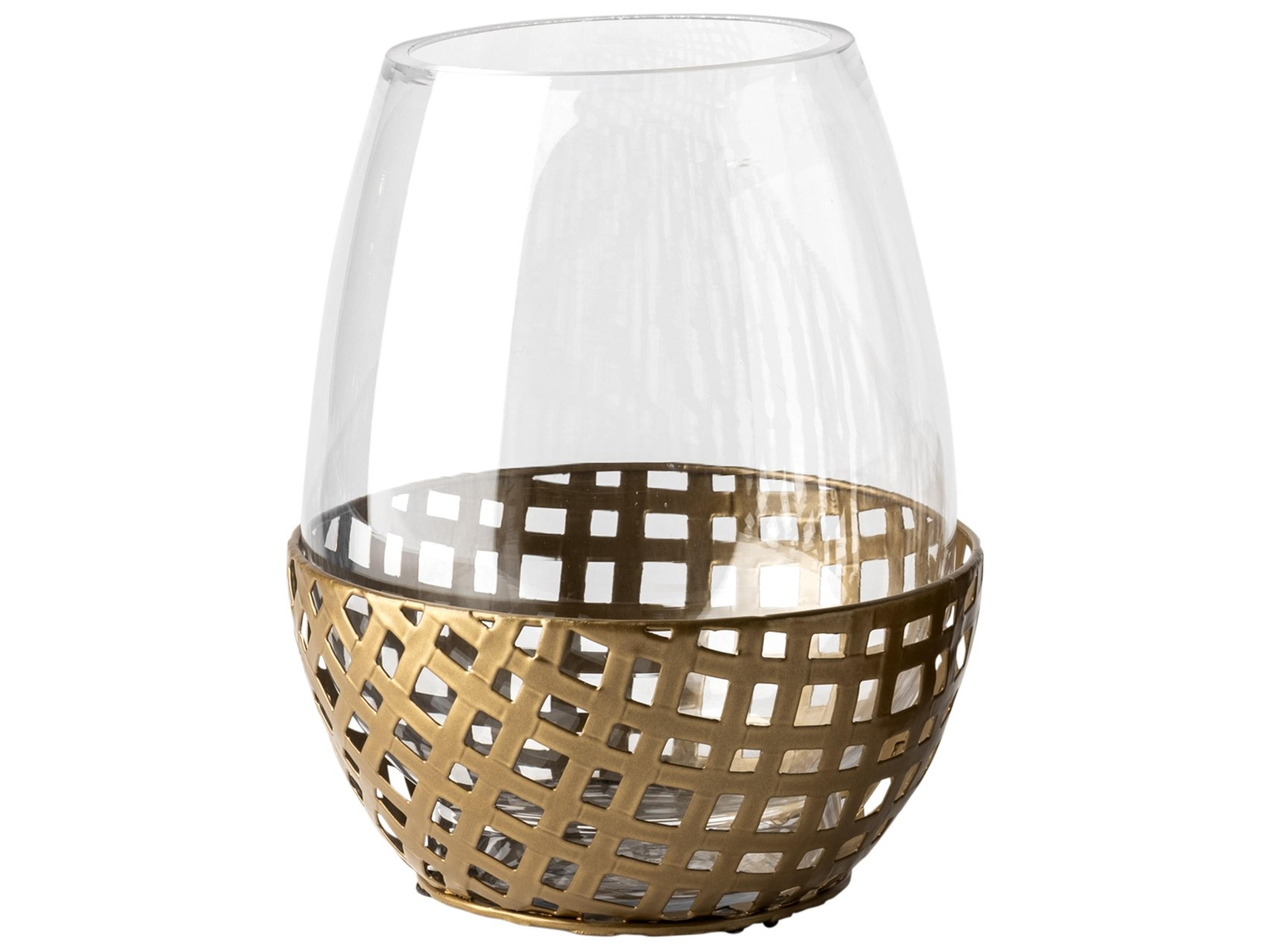 Reena I Small Gold Woven Metal Base Table Candle Holder