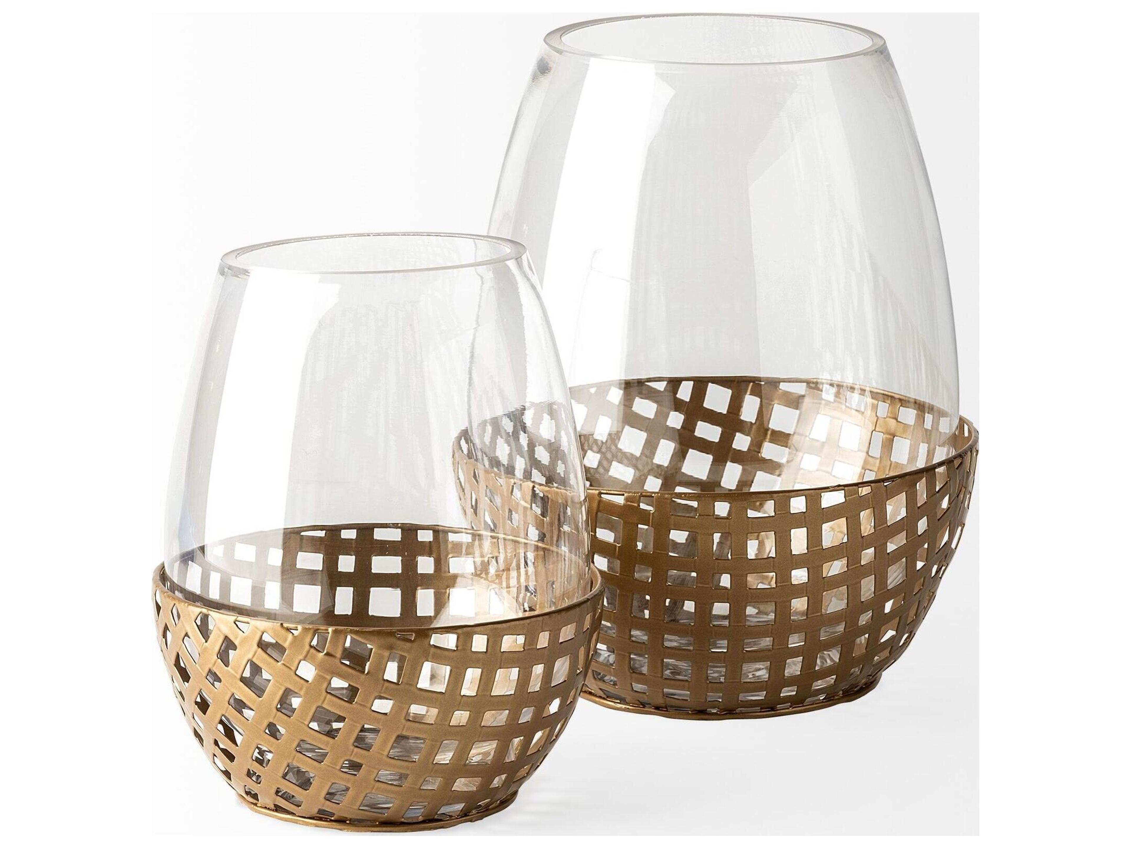 Mercana Reena I Small Gold Woven Metal Base Table Candle Holder