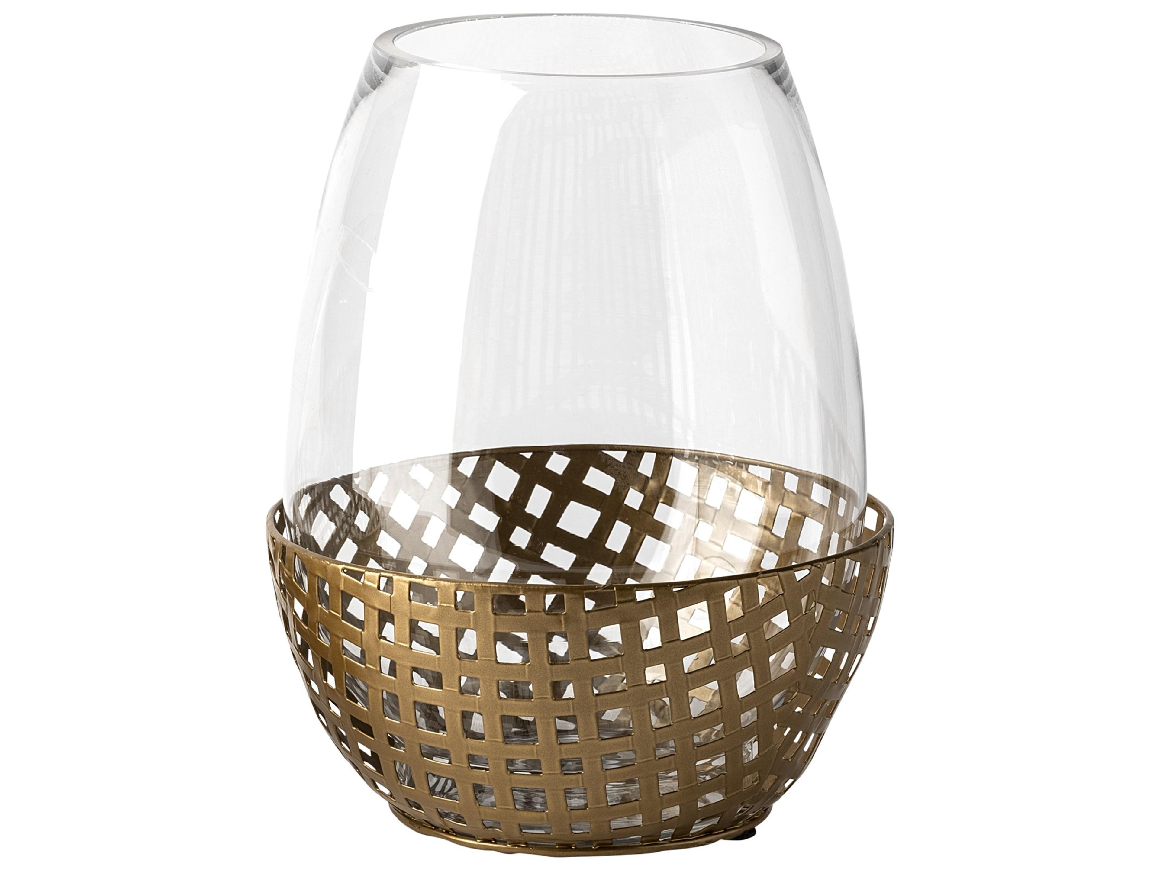 Reena II Large Gold Woven Metal Base Table Candle Holder