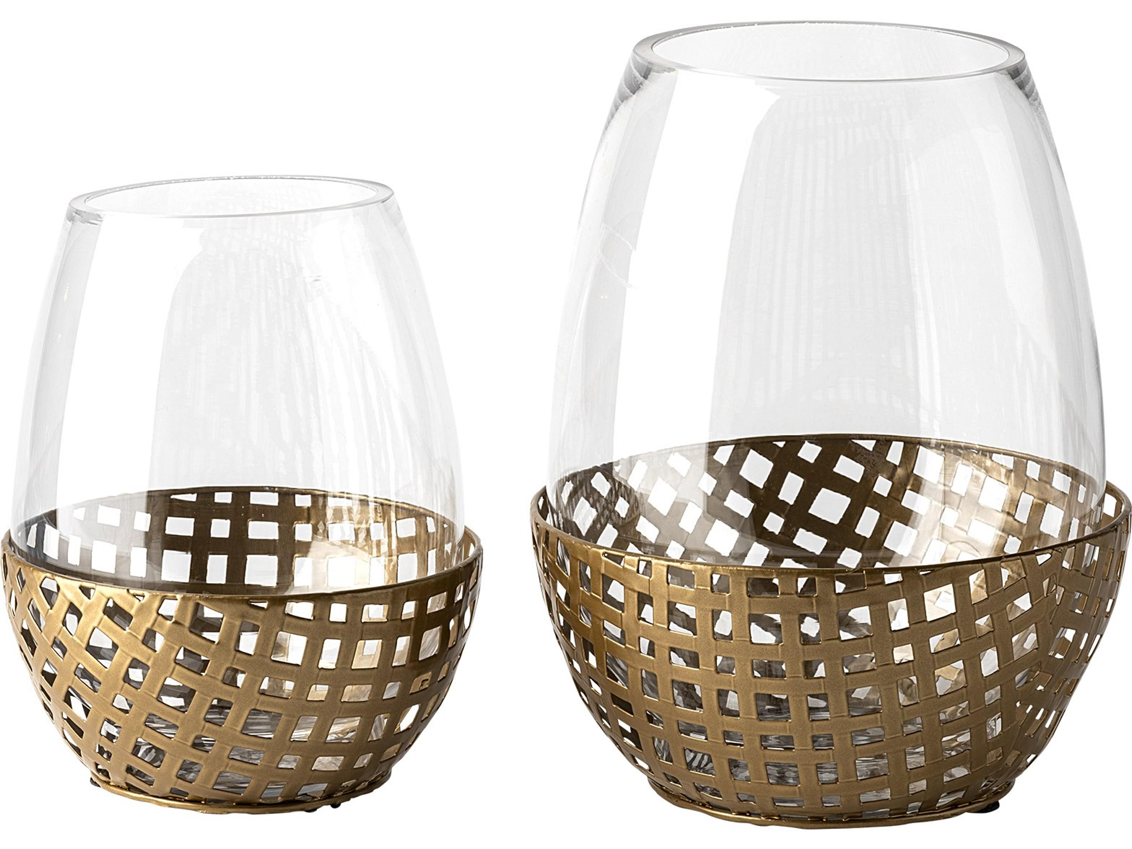 Mercana Reena II Large Gold Woven Metal Base Table Candle Holder