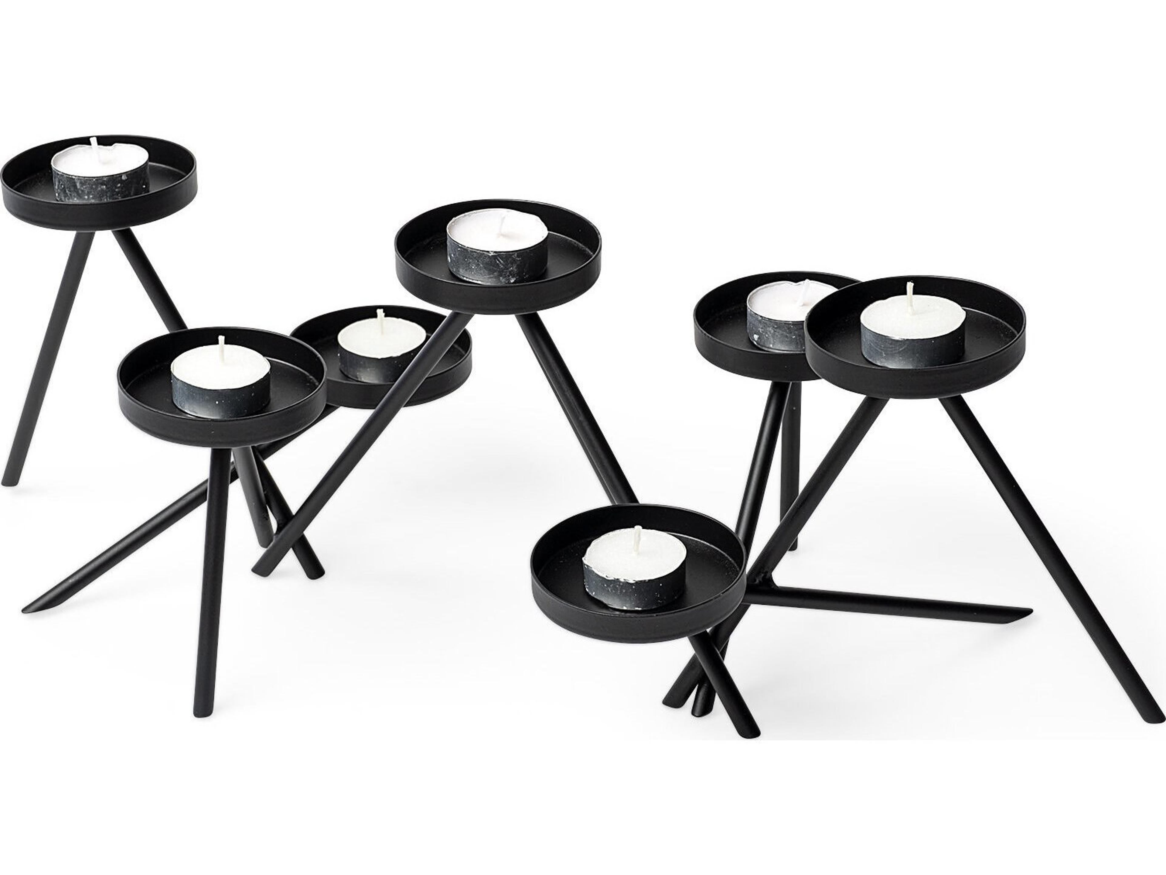 Mercana Meira Black Metal Seven Votive Table Candle Holder