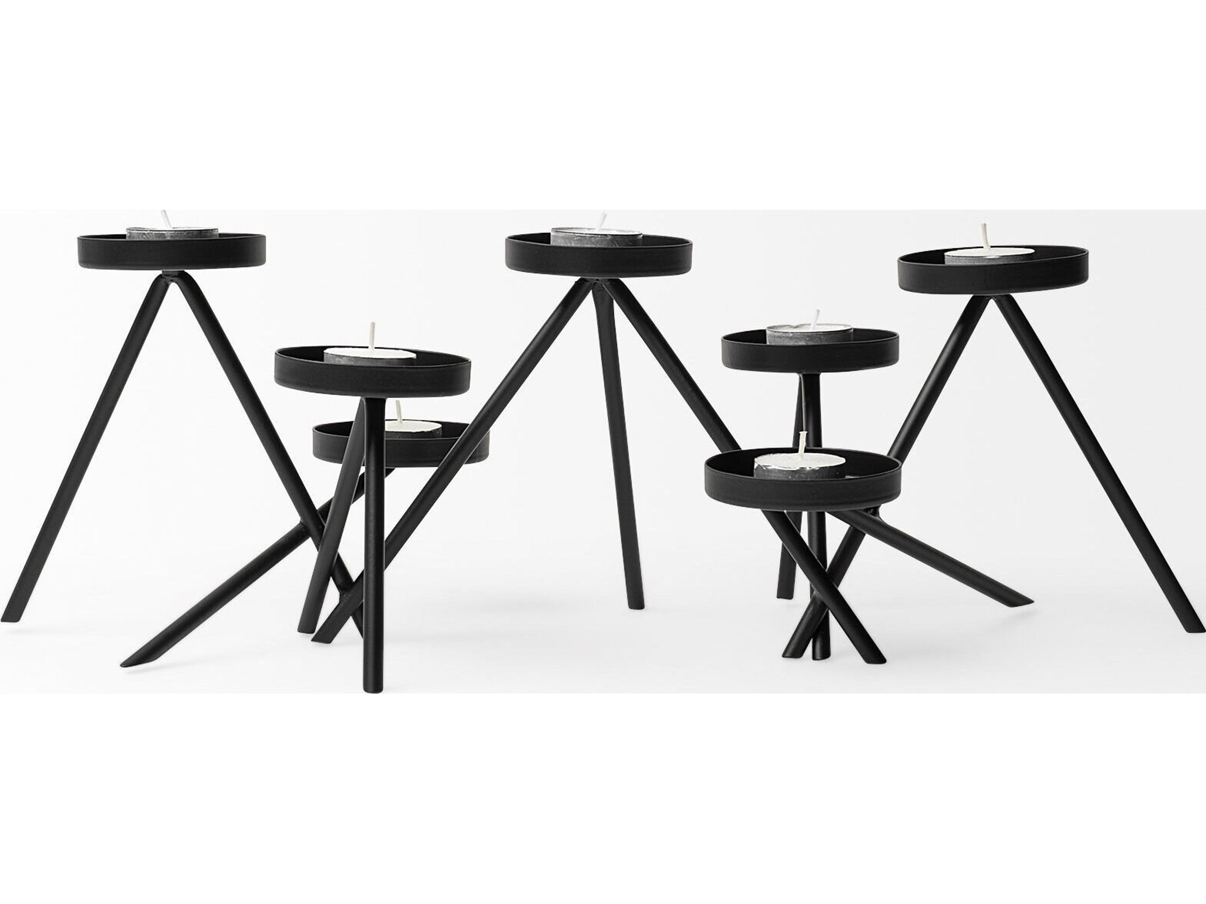 Mercana Meira Black Metal Seven Votive Table Candle Holder