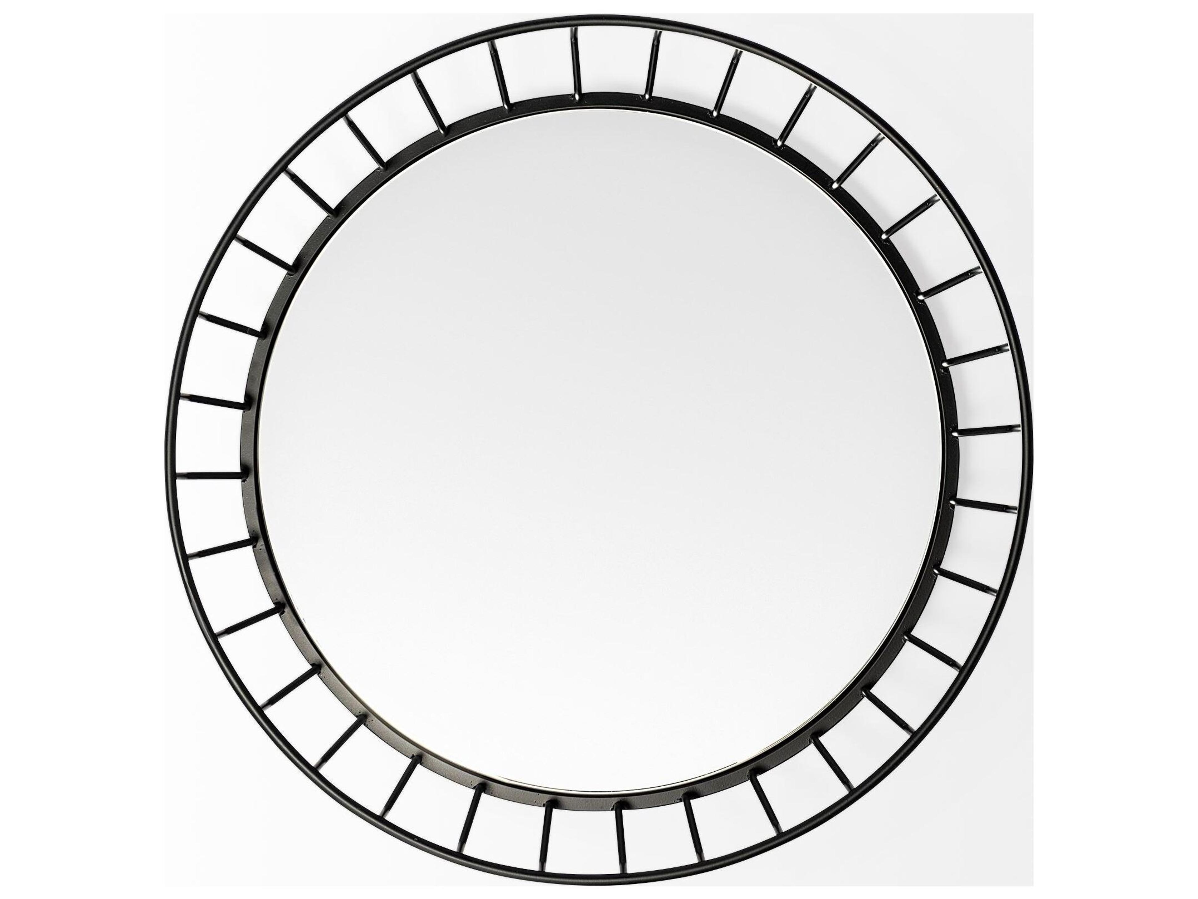 Mercana Helena 20L x 20W Black Metal Mirrored Bottom Round Serving Tray