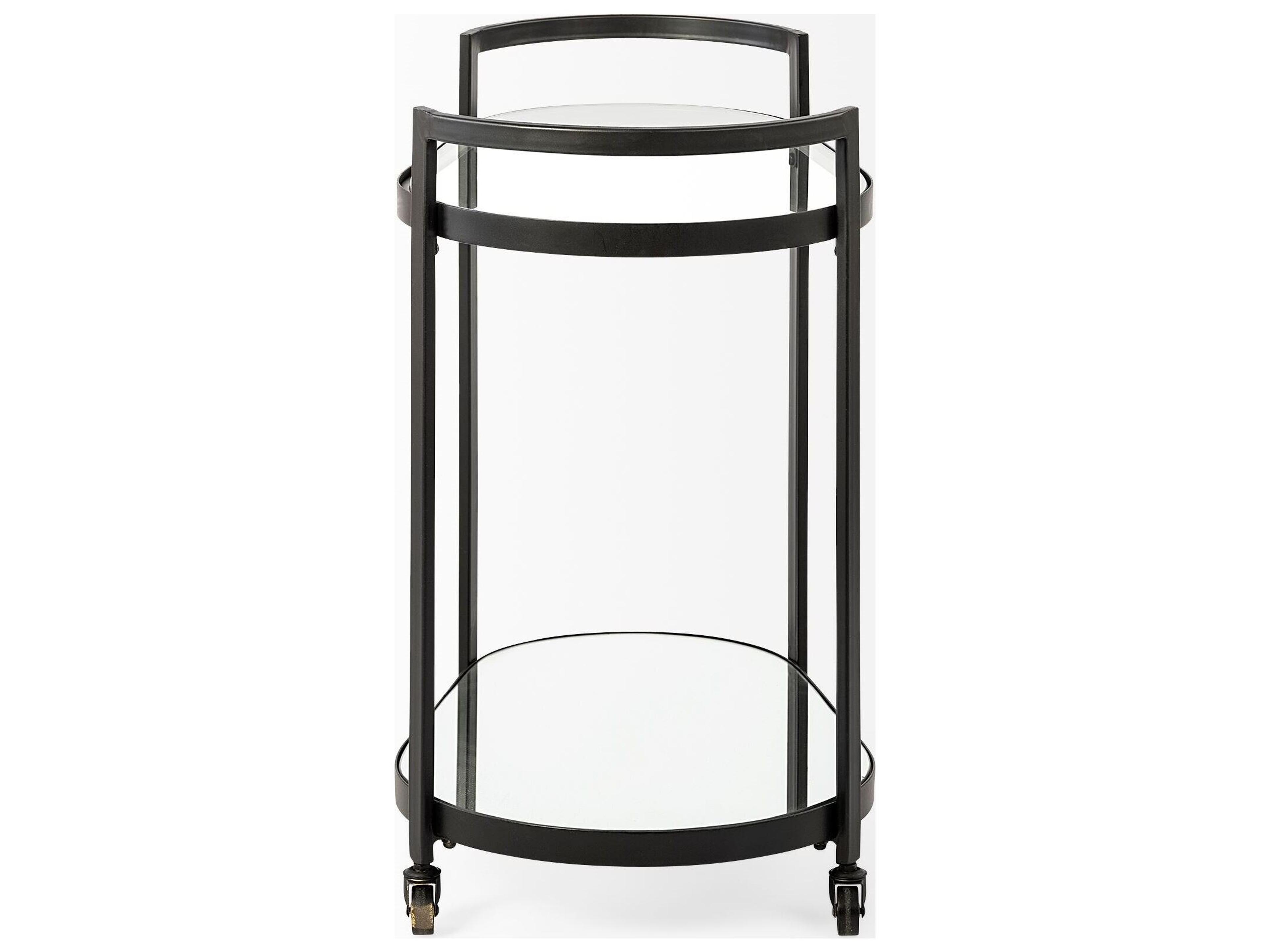 Mercana Eleonore Black Metal Frame Two-Tier w/Glass Shelves Bar Cart