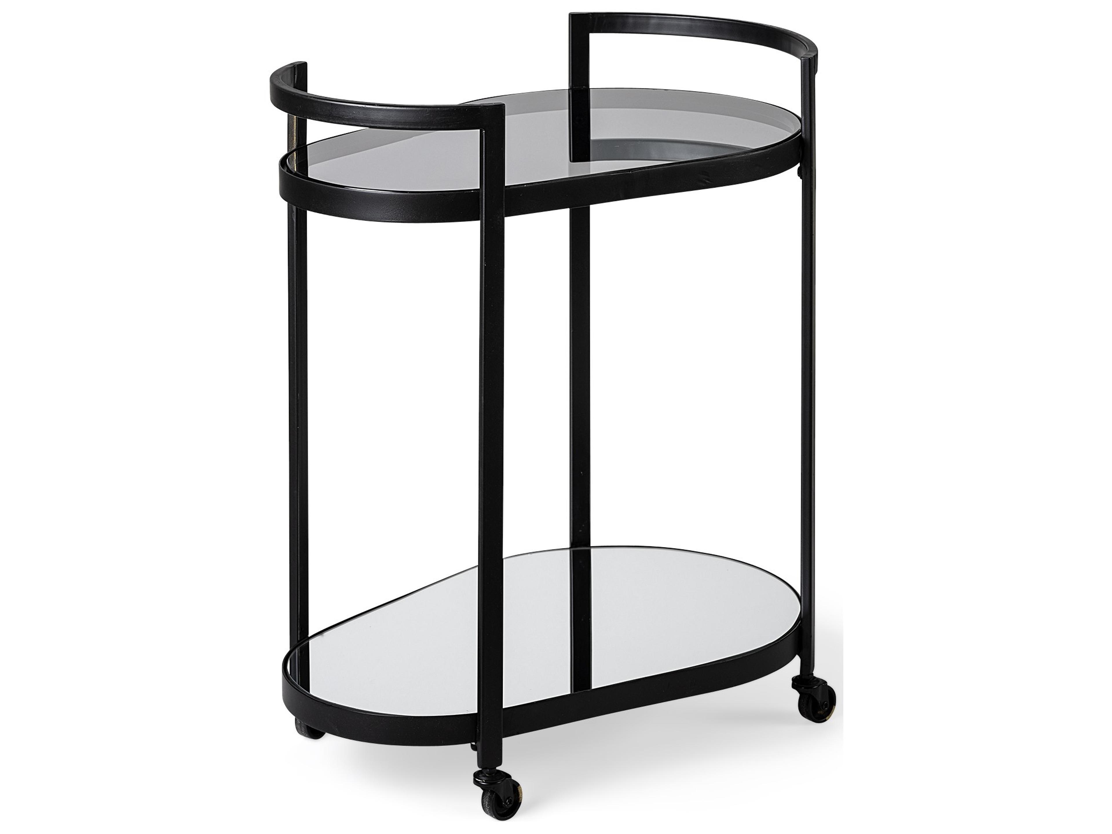 Mercana Eleonore Black Metal Frame Two-Tier w/Glass Shelves Bar Cart