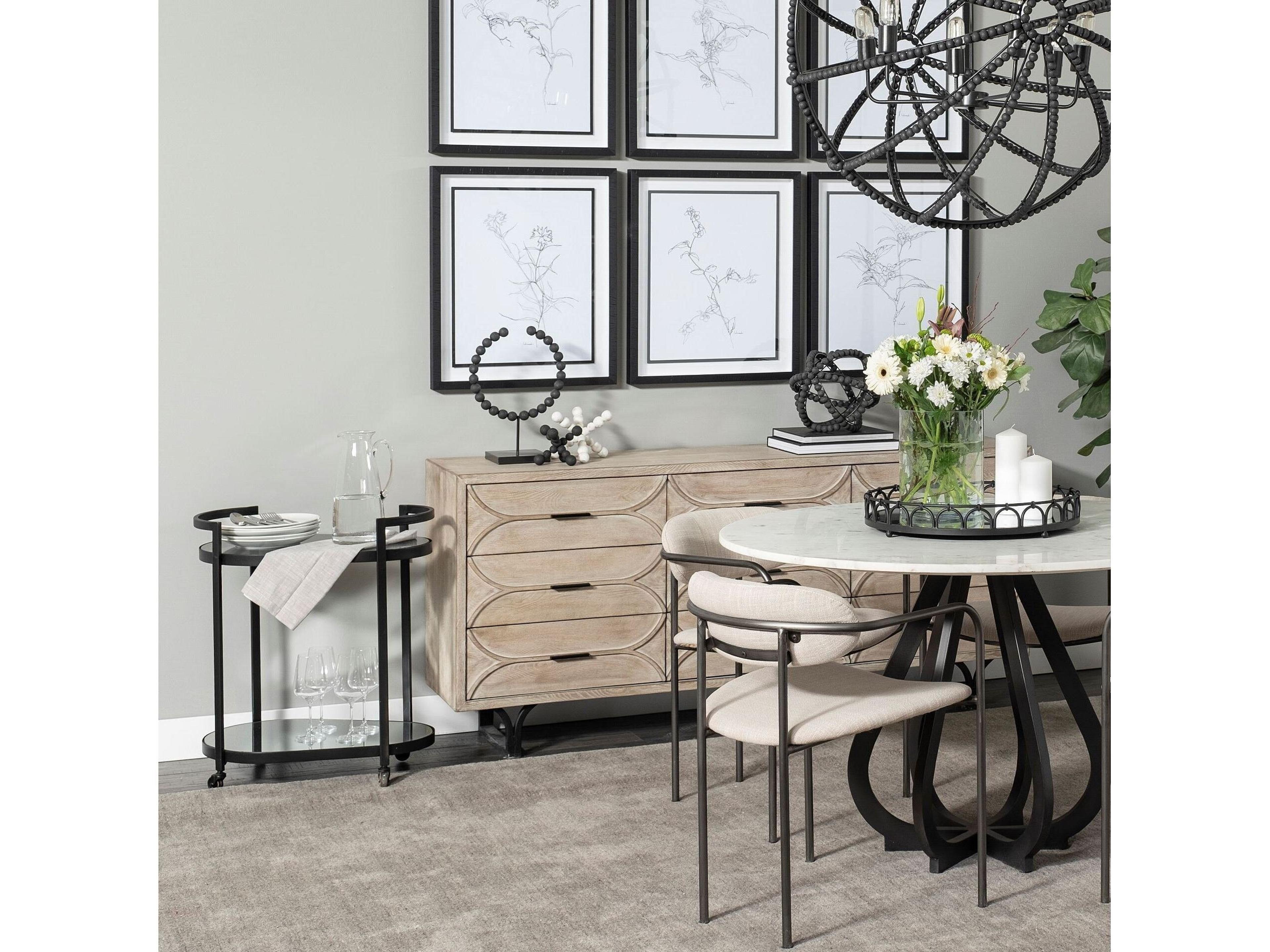 Mercana Eleonore Black Metal Frame Two-Tier w/Glass Shelves Bar Cart