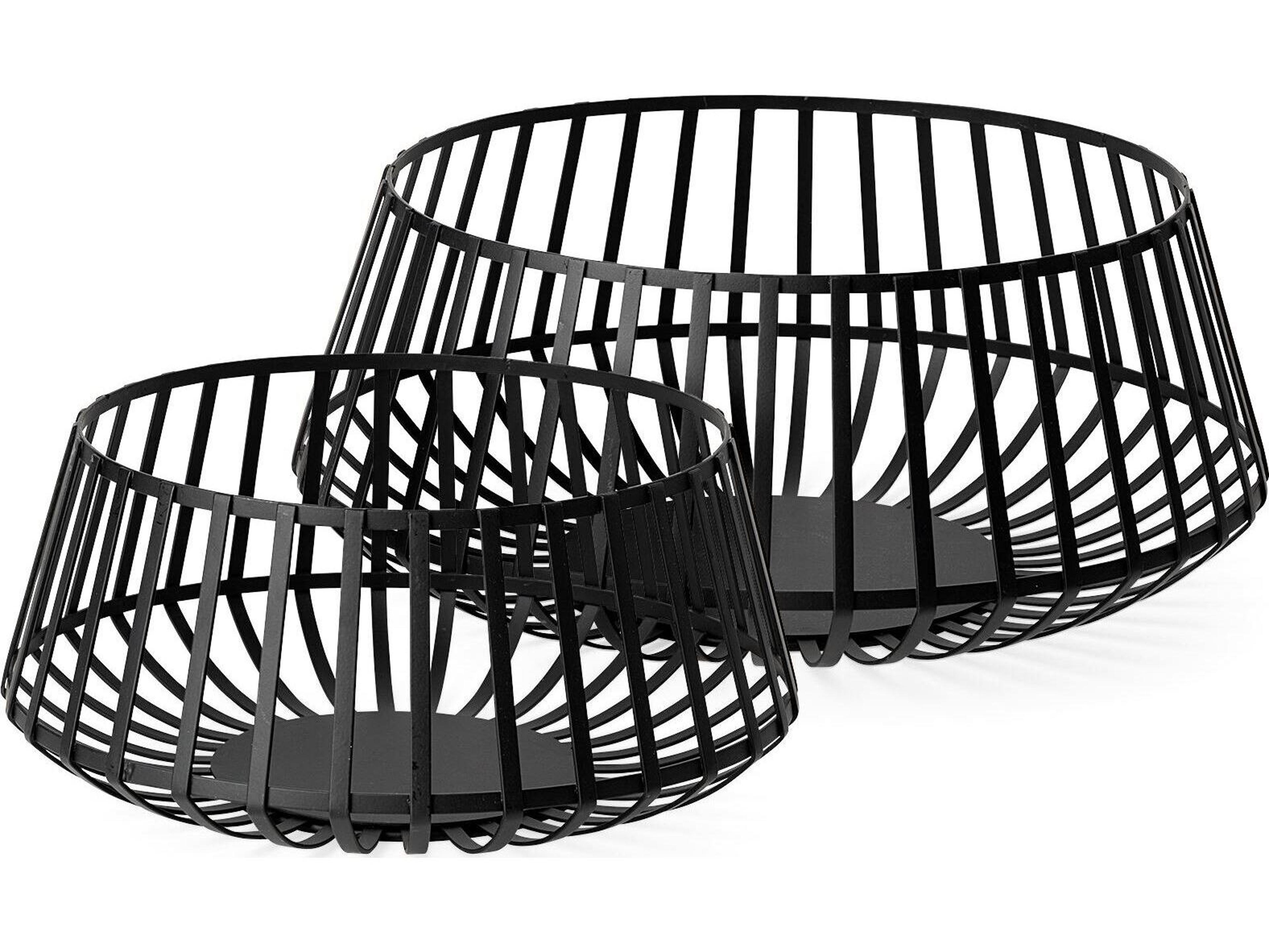 Mercana Emilio Set of 2 Black Metal Slated Bowls