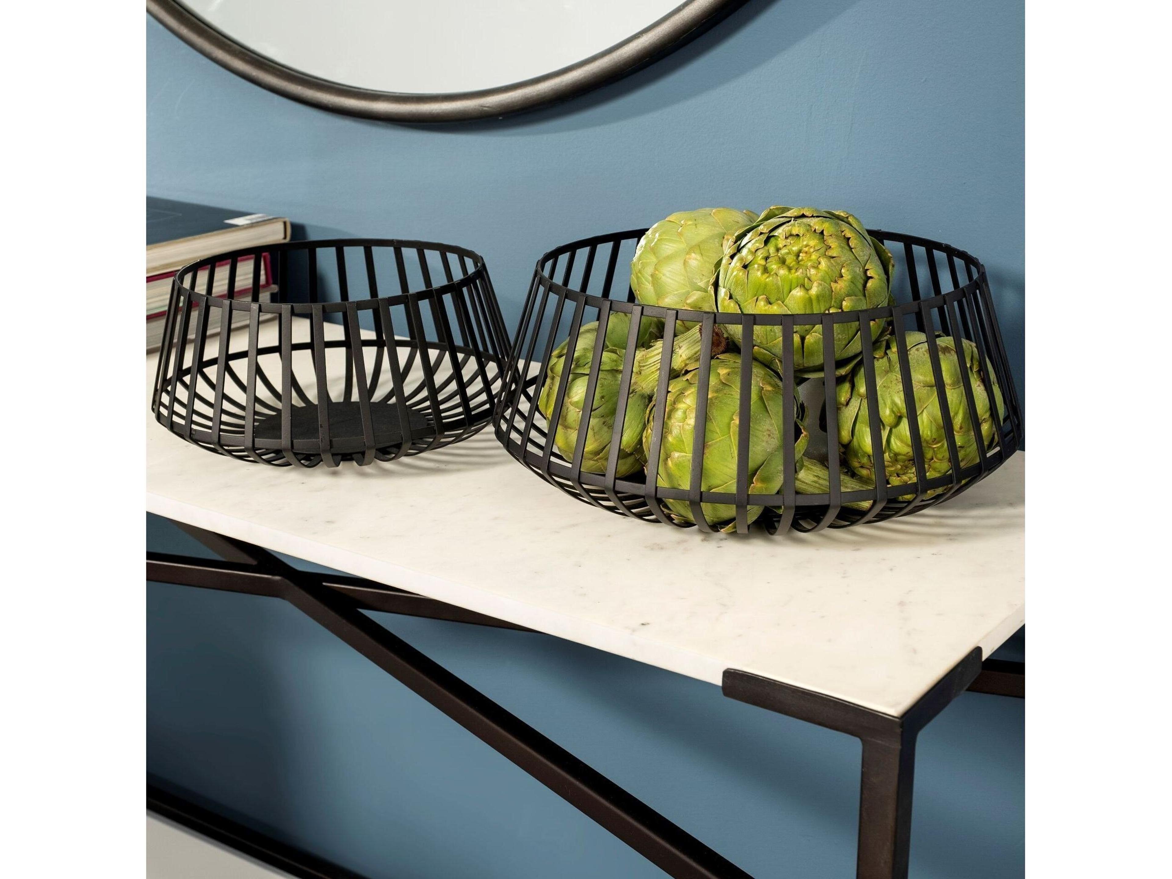 Mercana Emilio Set of 2 Black Metal Slated Bowls