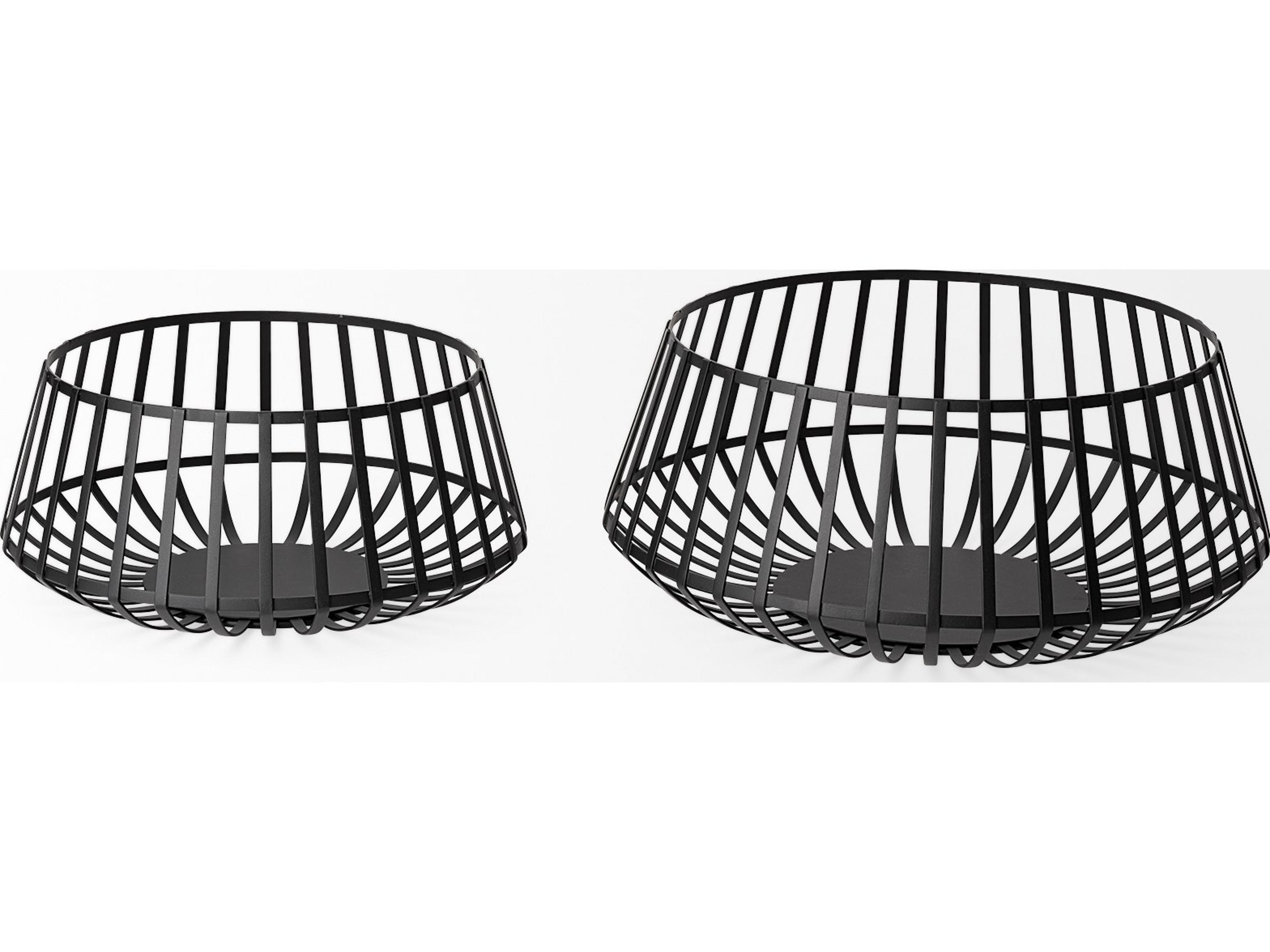 Mercana Emilio Set of 2 Black Metal Slated Bowls