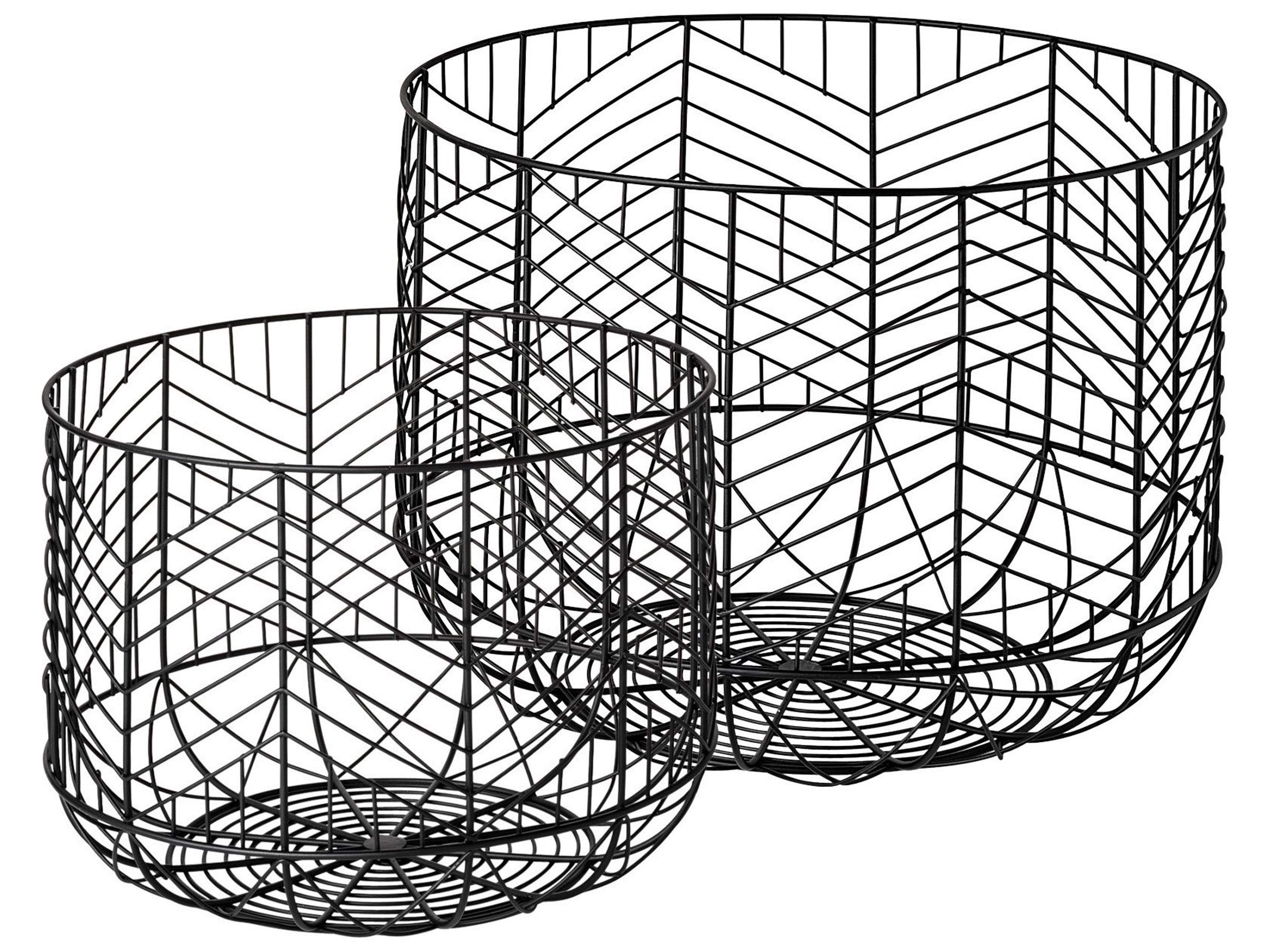 Mercana Idris Set of 2 Black Metal Geometric Mesh Bowls