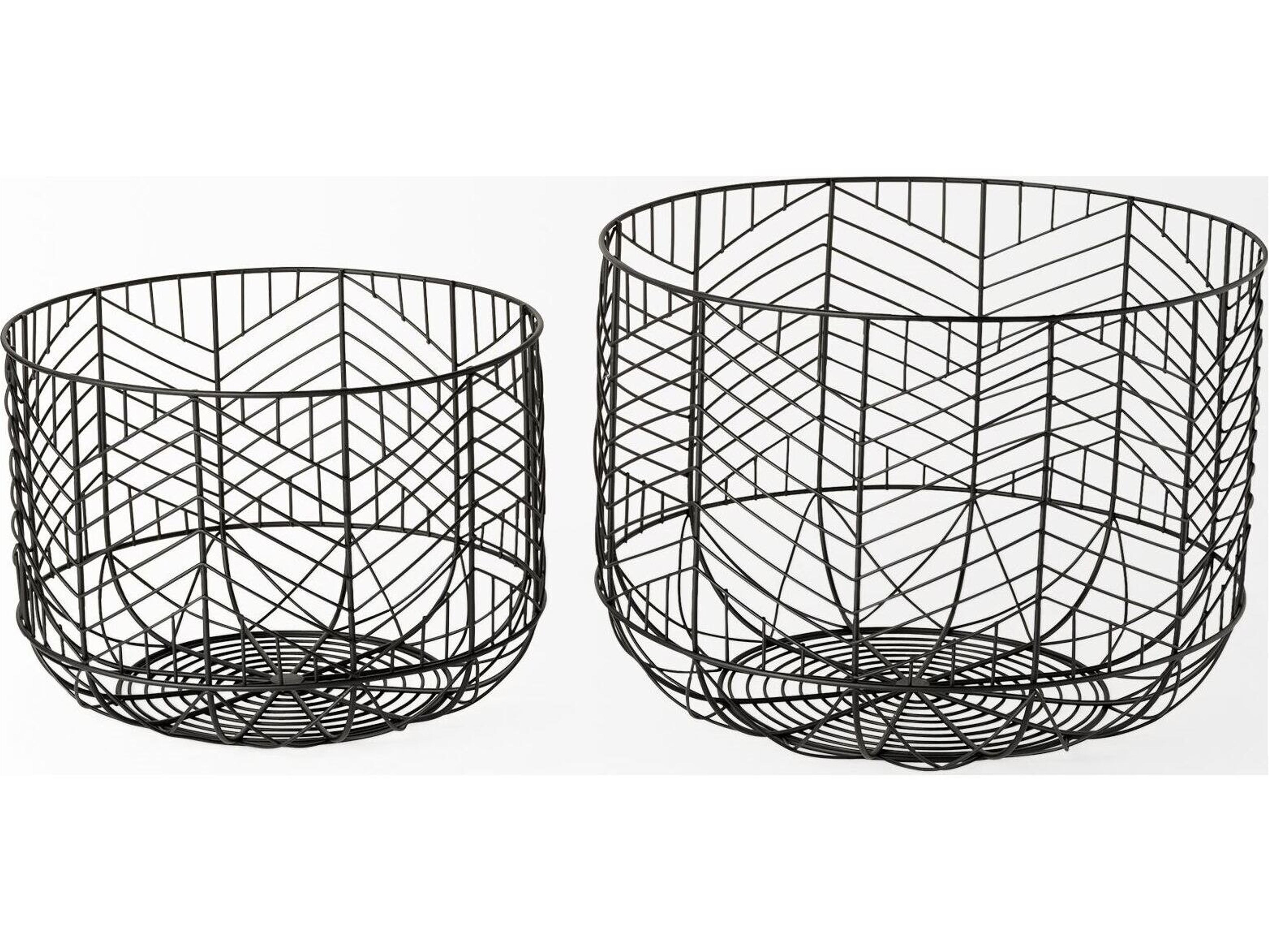 Mercana Idris Set of 2 Black Metal Geometric Mesh Bowls