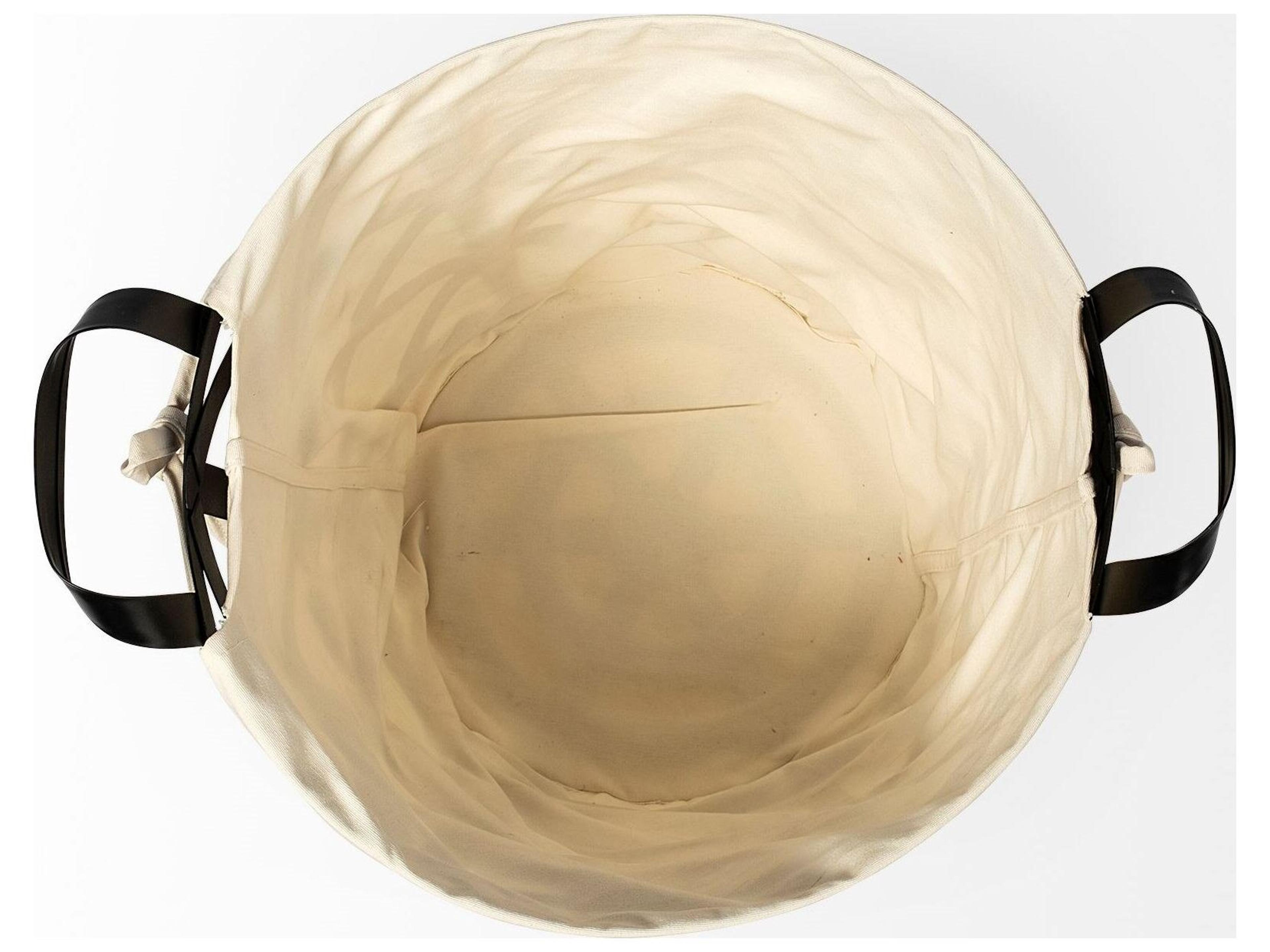 Mercana Liya 18L x 15W Black Metal Basket with Cream Fabric Liner