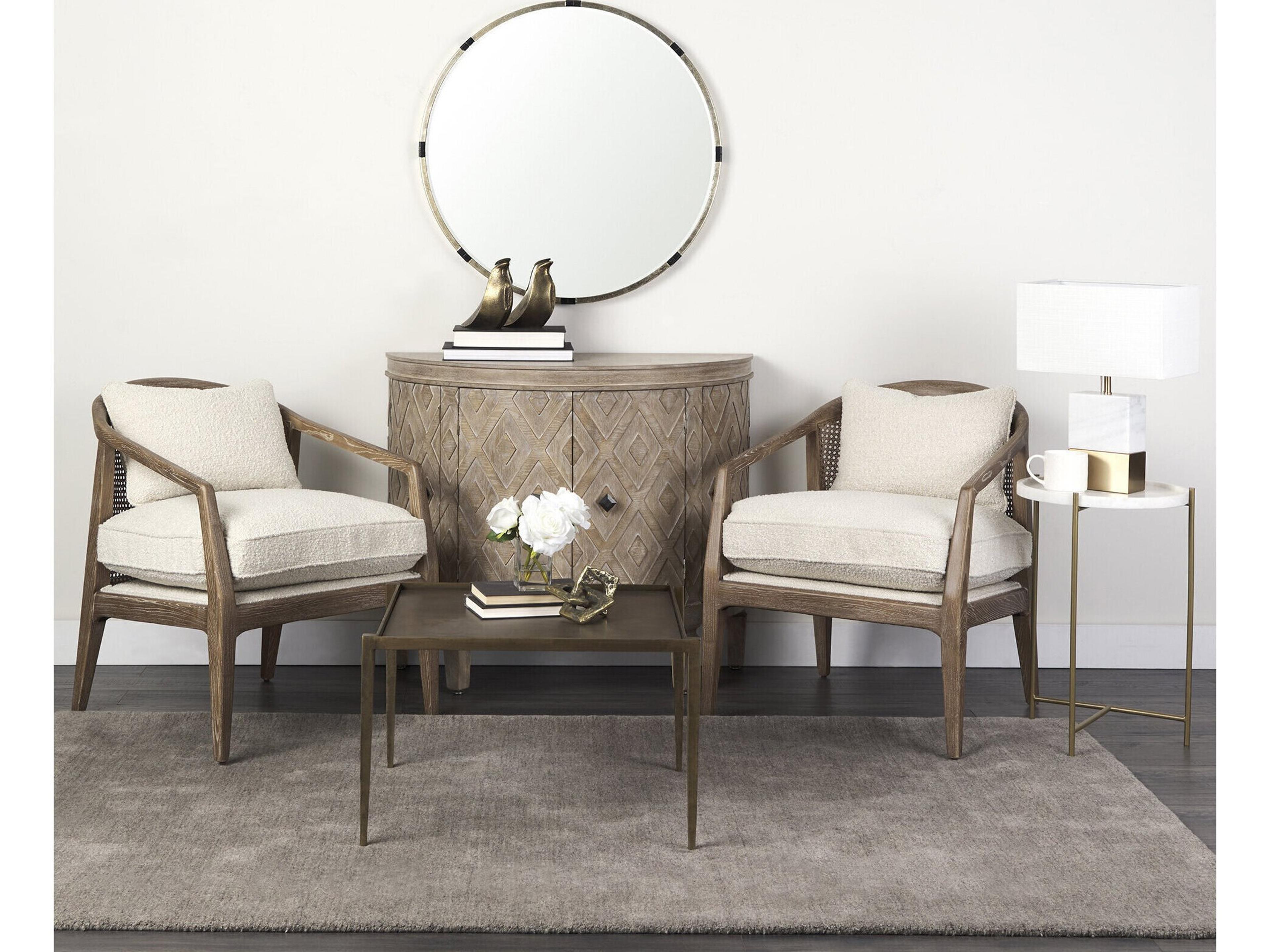 Mercana Stella 17L x 17W White Round Marble Top W/Gold Base Accent Table