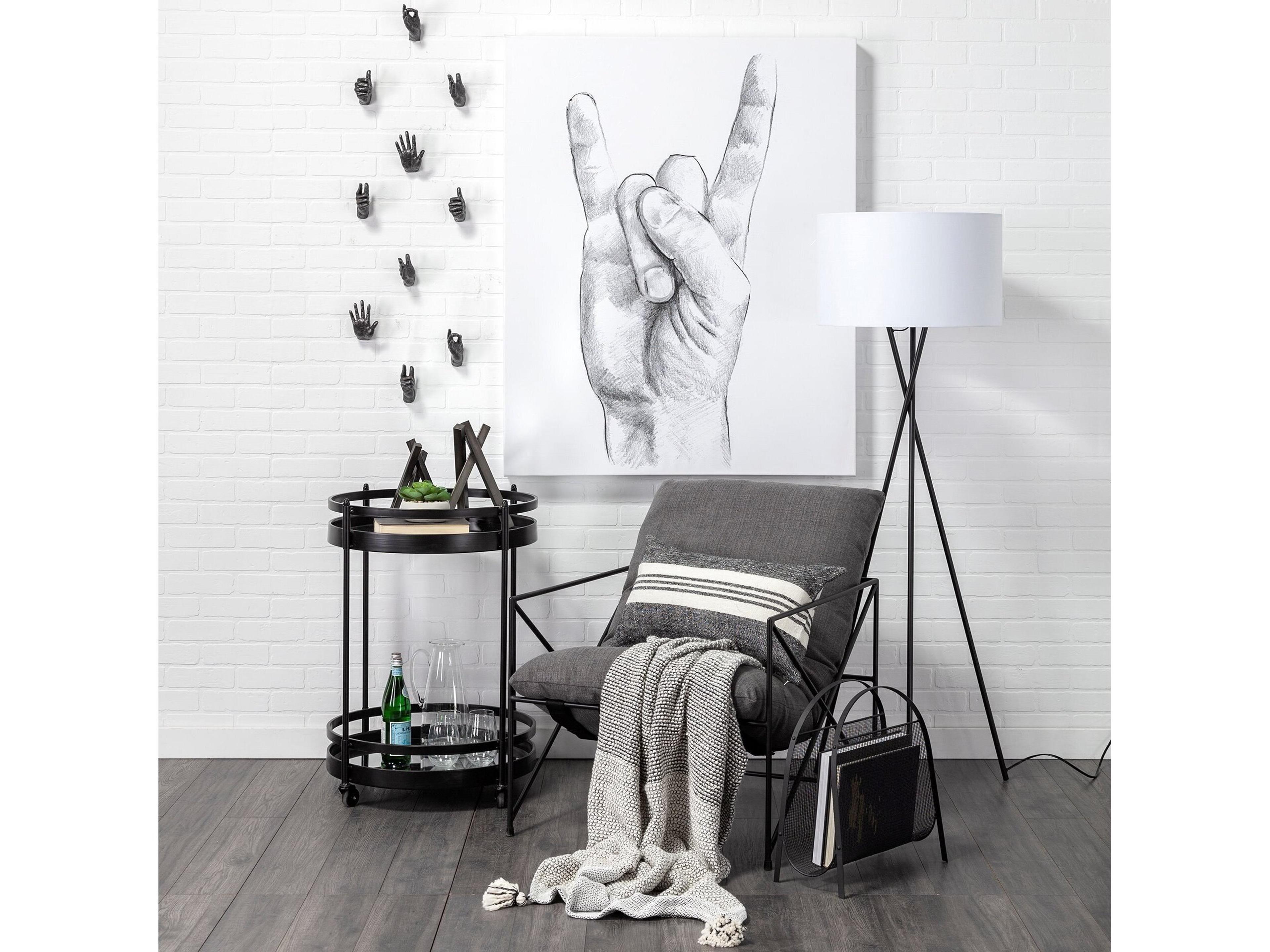 Mercana Ambrose 20.0L x 20.0W x 61.8H Black Metal W/White Fabric Shade Floor Lamp