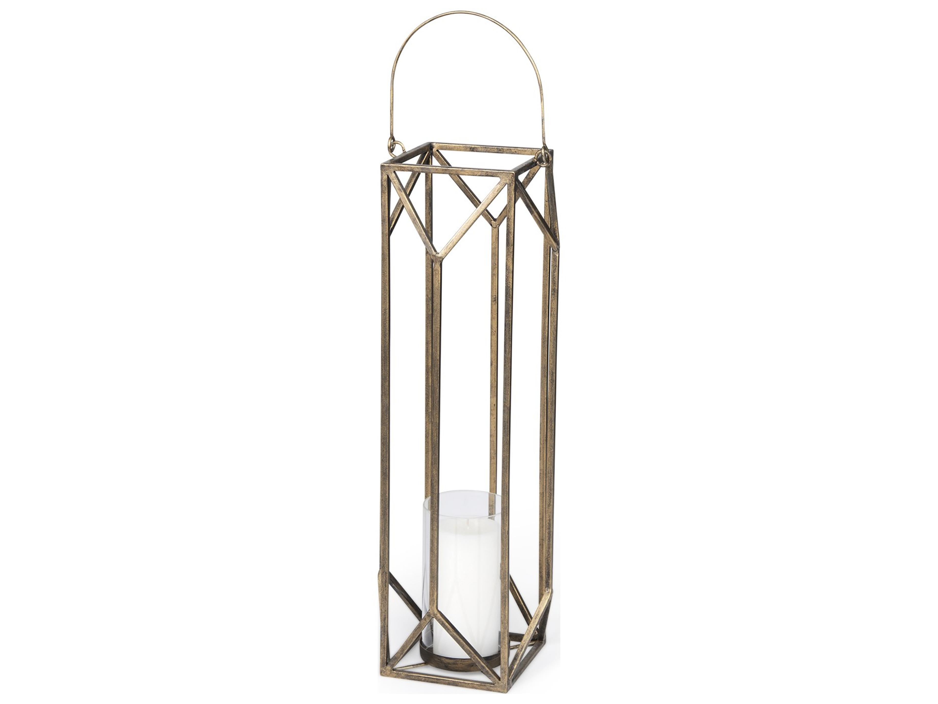 Ivy Small Gold Metal Geometric Cage Candle Holder Lantern