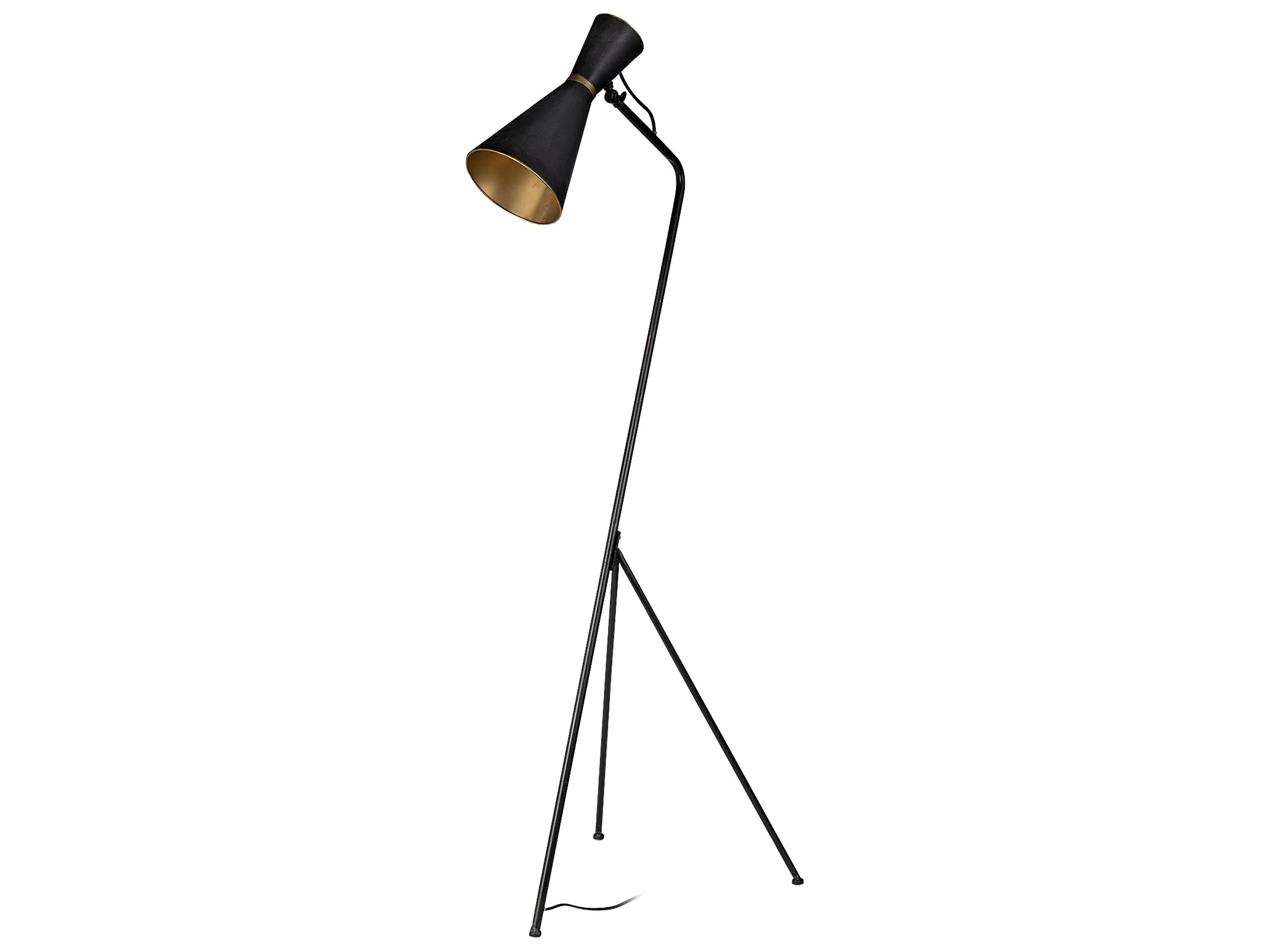 Eris III (58.3"H) Black/Brass Metal Cone Shade Floor Lamp