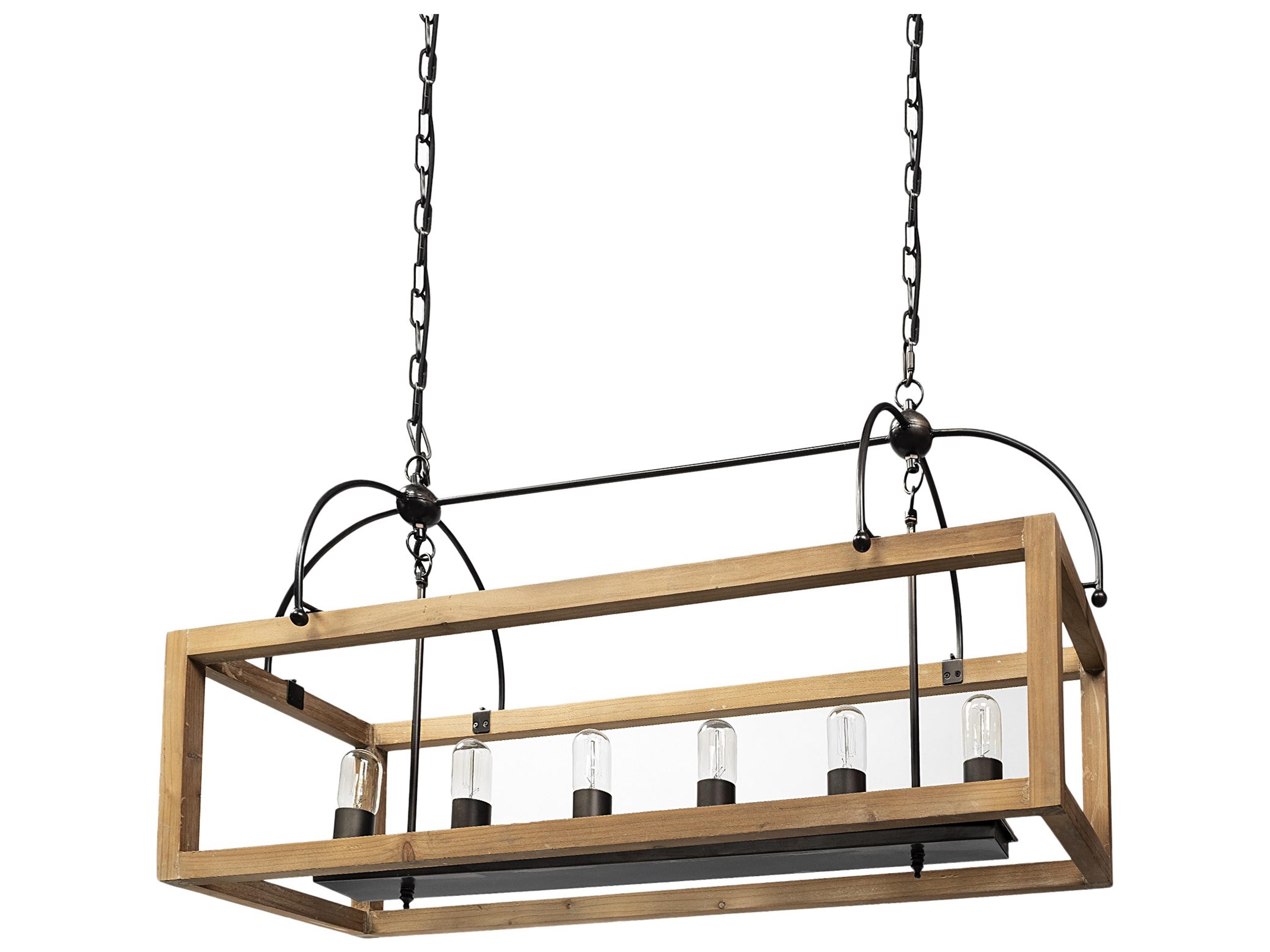 Mercana Josie (42"x14.5"x20") Natural Wood Chassis Six Light Chandelier