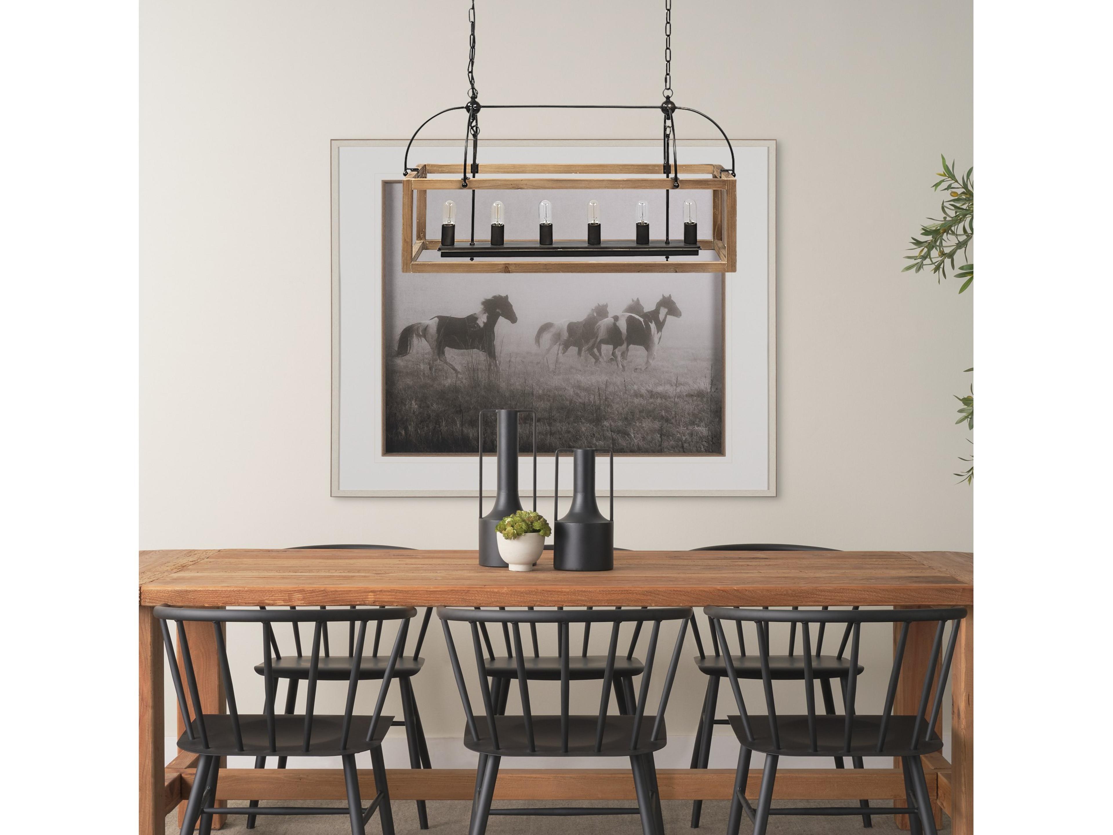 Mercana Josie (42"x14.5"x20") Natural Wood Chassis Six Light Chandelier