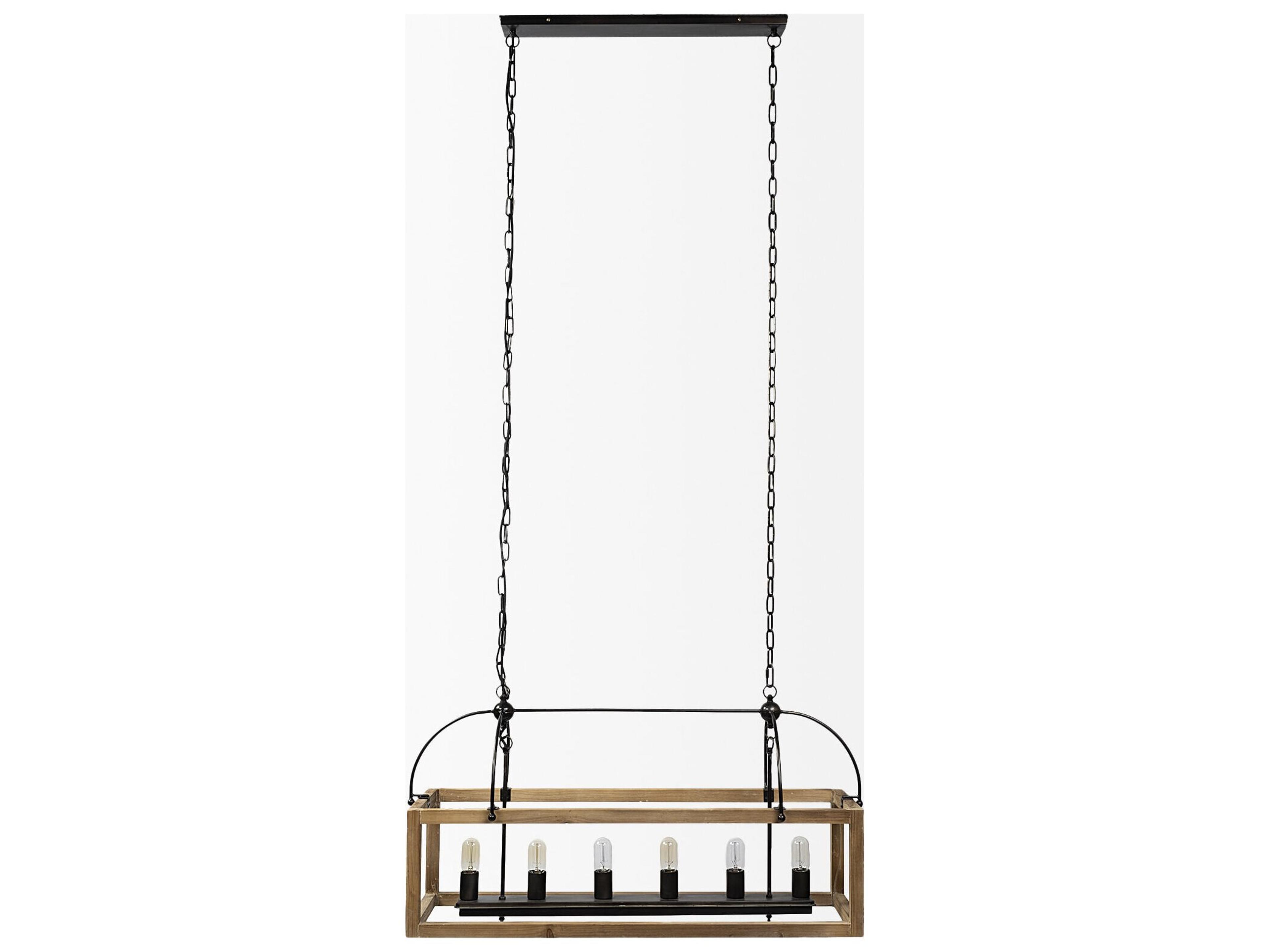 Mercana Josie (42"x14.5"x20") Natural Wood Chassis Six Light Chandelier