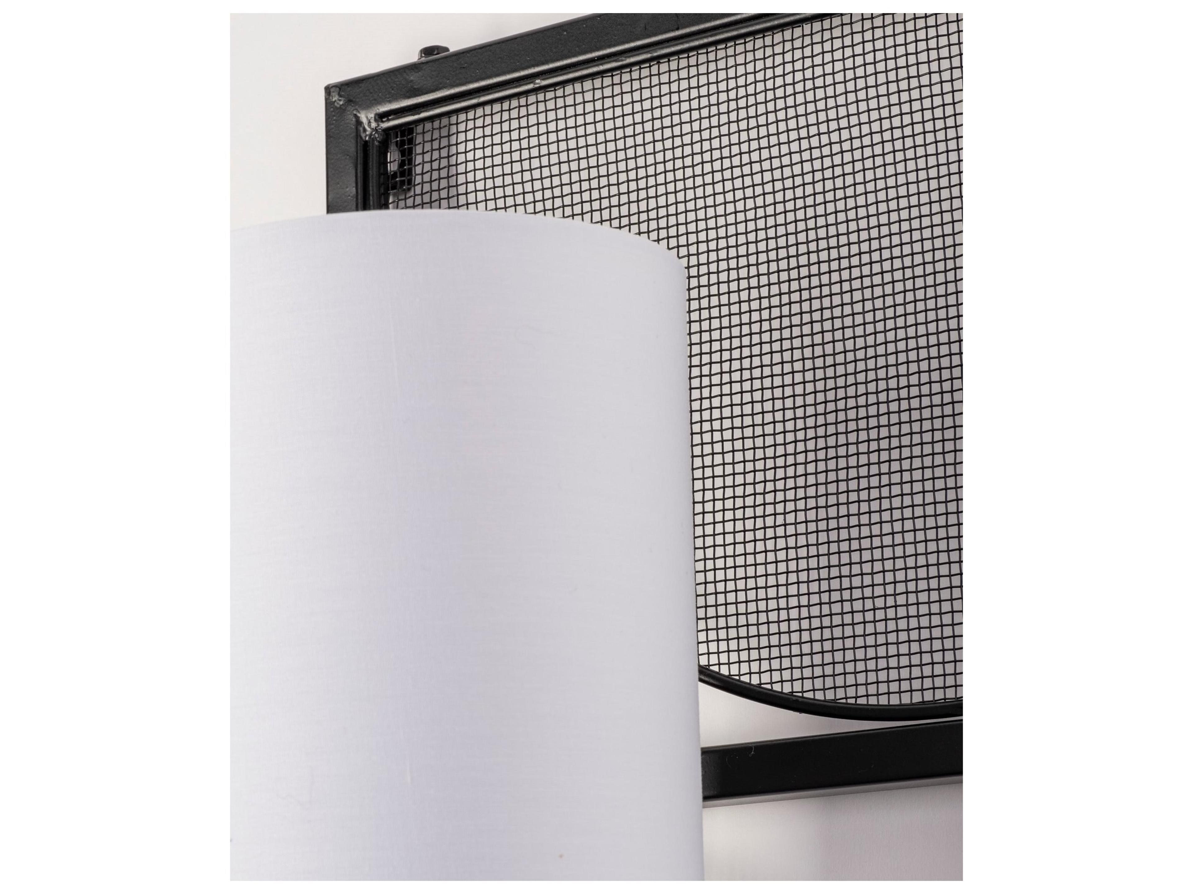 Mercana Navin 10x46.5 Black Metal Body White Fabric Shade Rectangular Wall Sconce