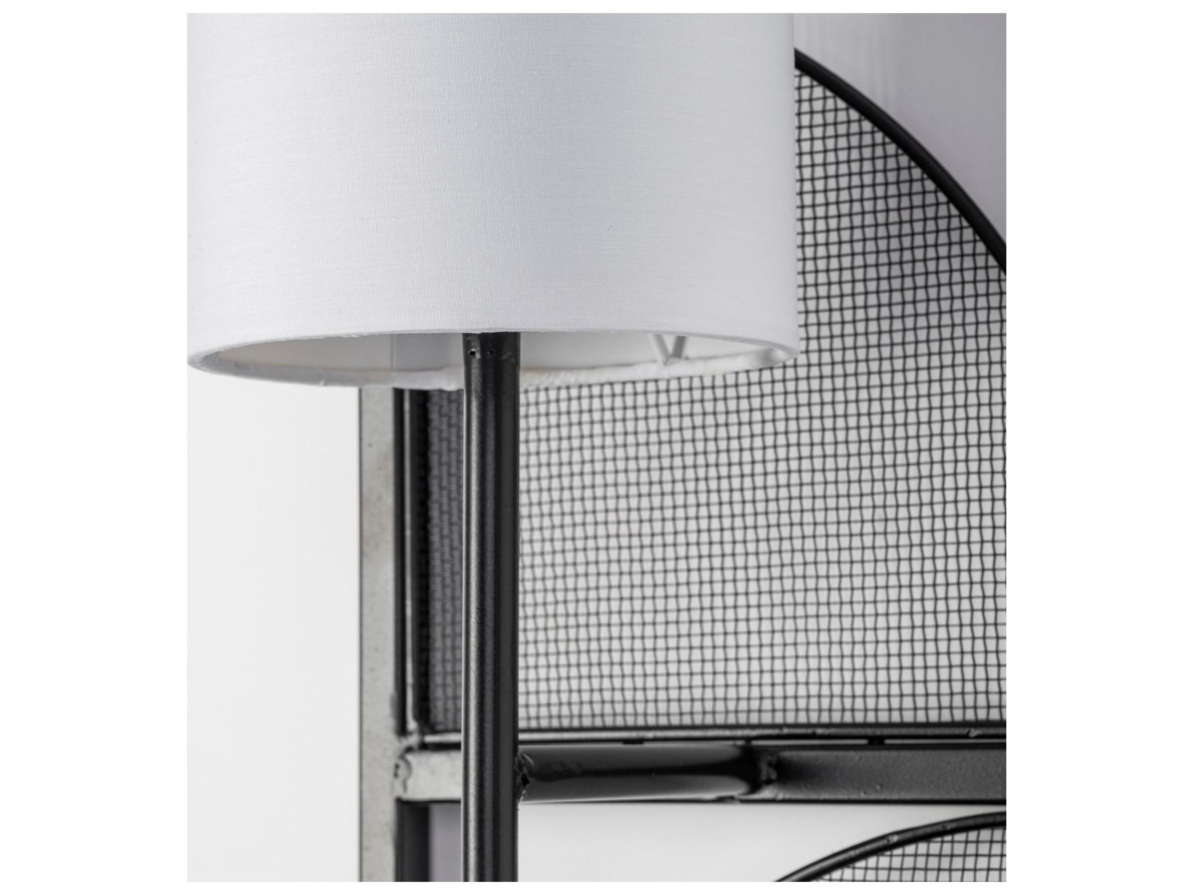 Mercana Navin 10x46.5 Black Metal Body White Fabric Shade Rectangular Wall Sconce