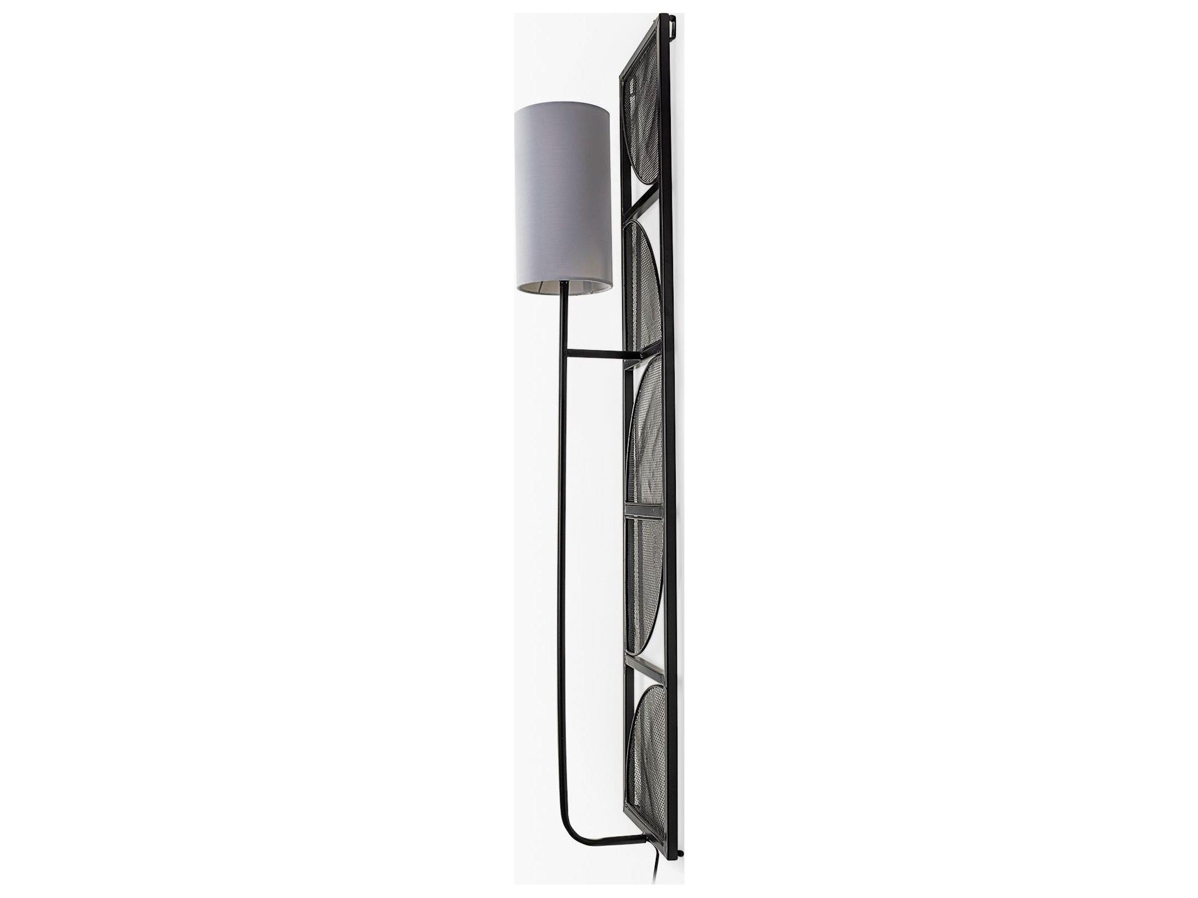Mercana Navin 10x46.5 Black Metal Body White Fabric Shade Rectangular Wall Sconce