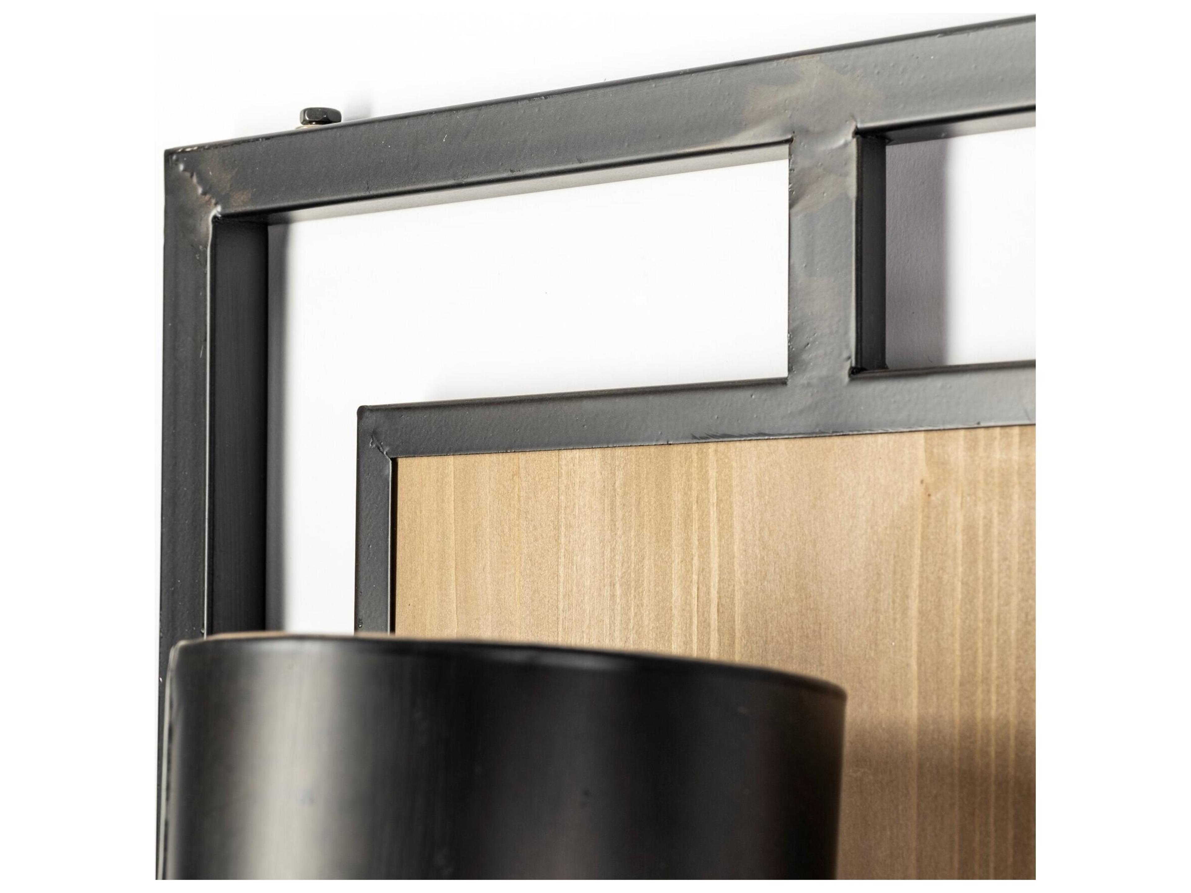 Mercana Cleo 16.9x57.1 Black Metal and Wood Rectangular Wall Sconce