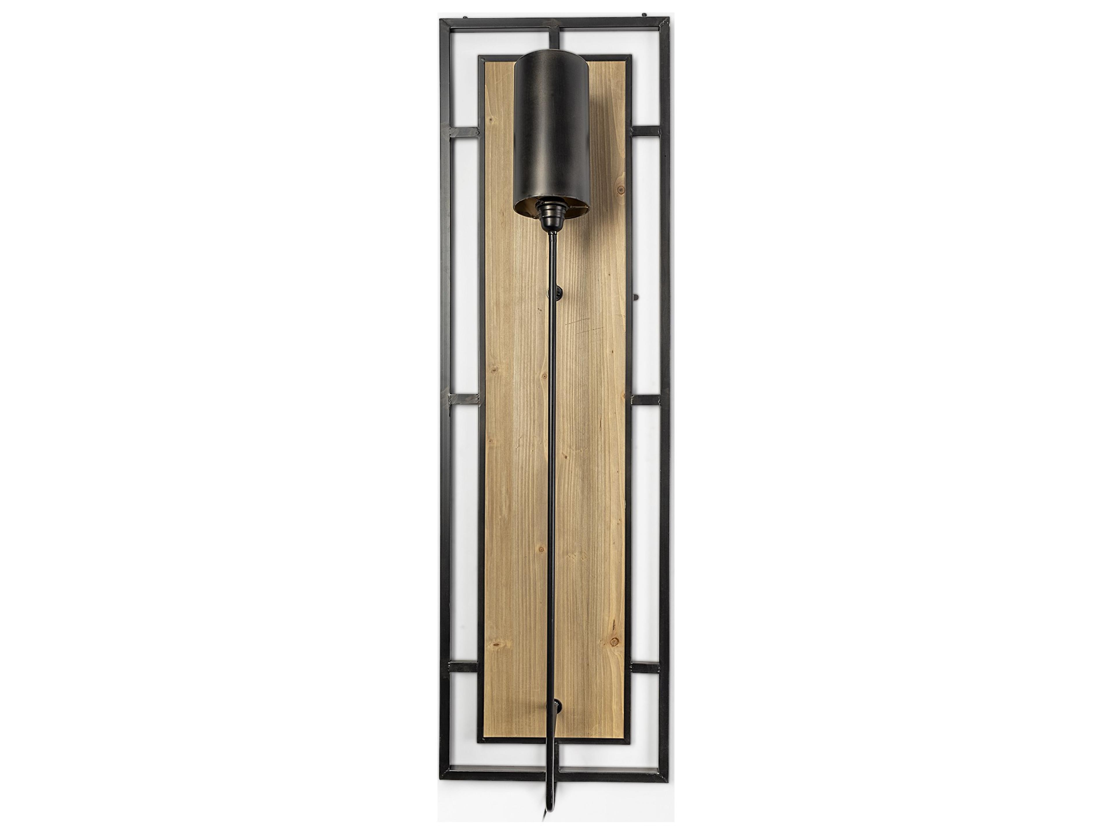 Mercana Cleo 16.9x57.1 Black Metal and Wood Rectangular Wall Sconce