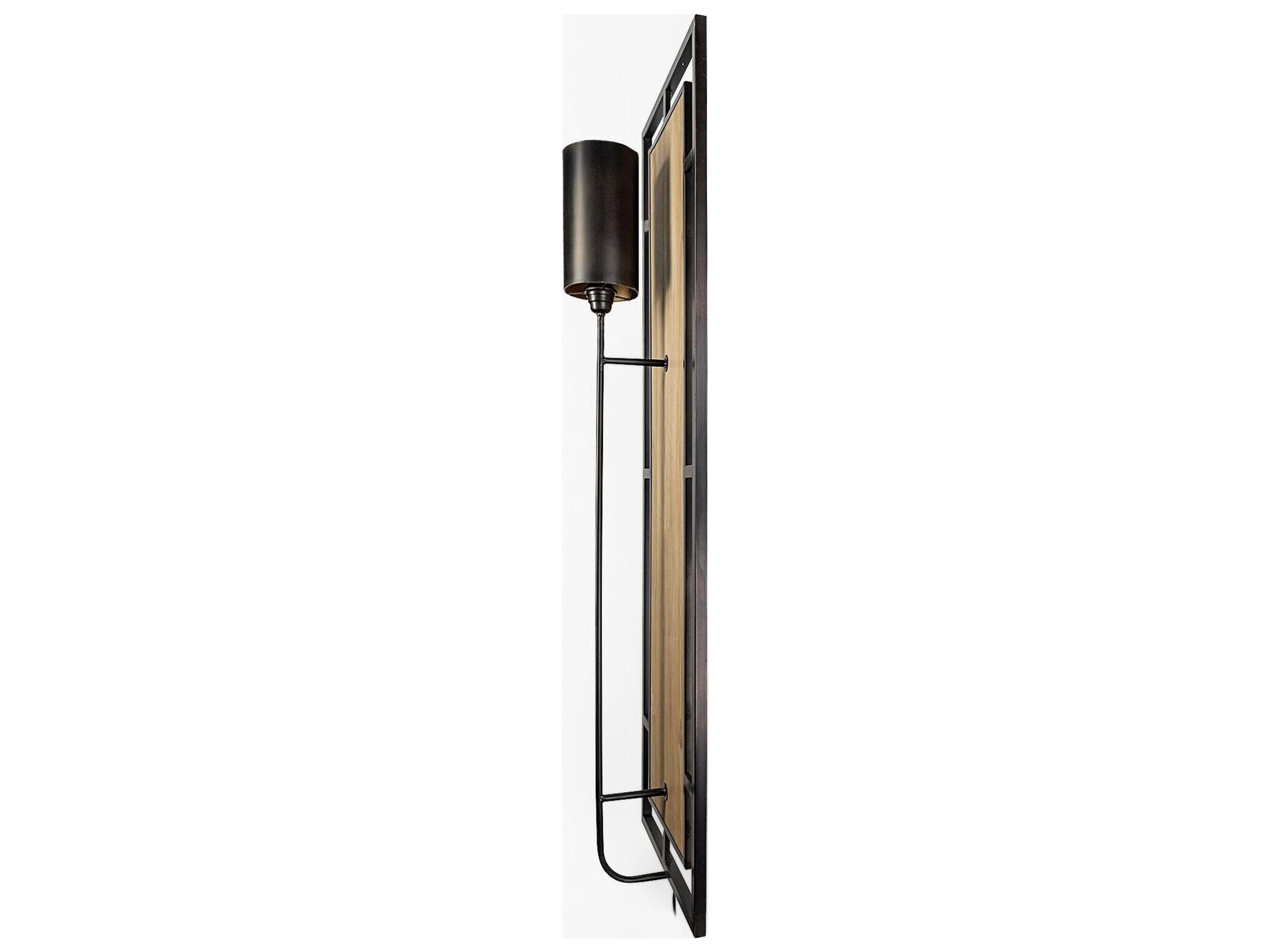 Mercana Cleo 16.9x57.1 Black Metal and Wood Rectangular Wall Sconce