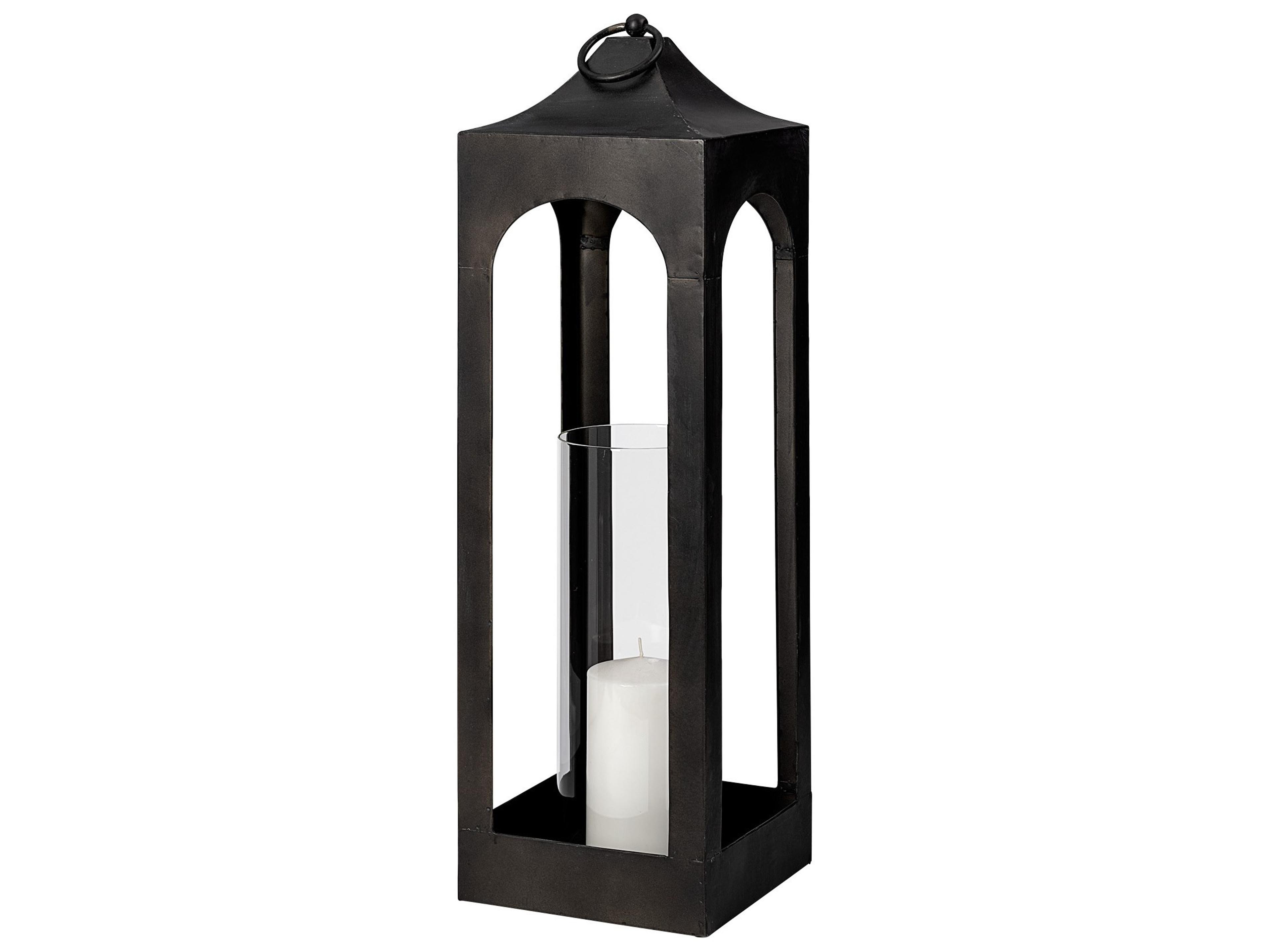 Ina Short Charcoal Metal Candle Holder Lantern