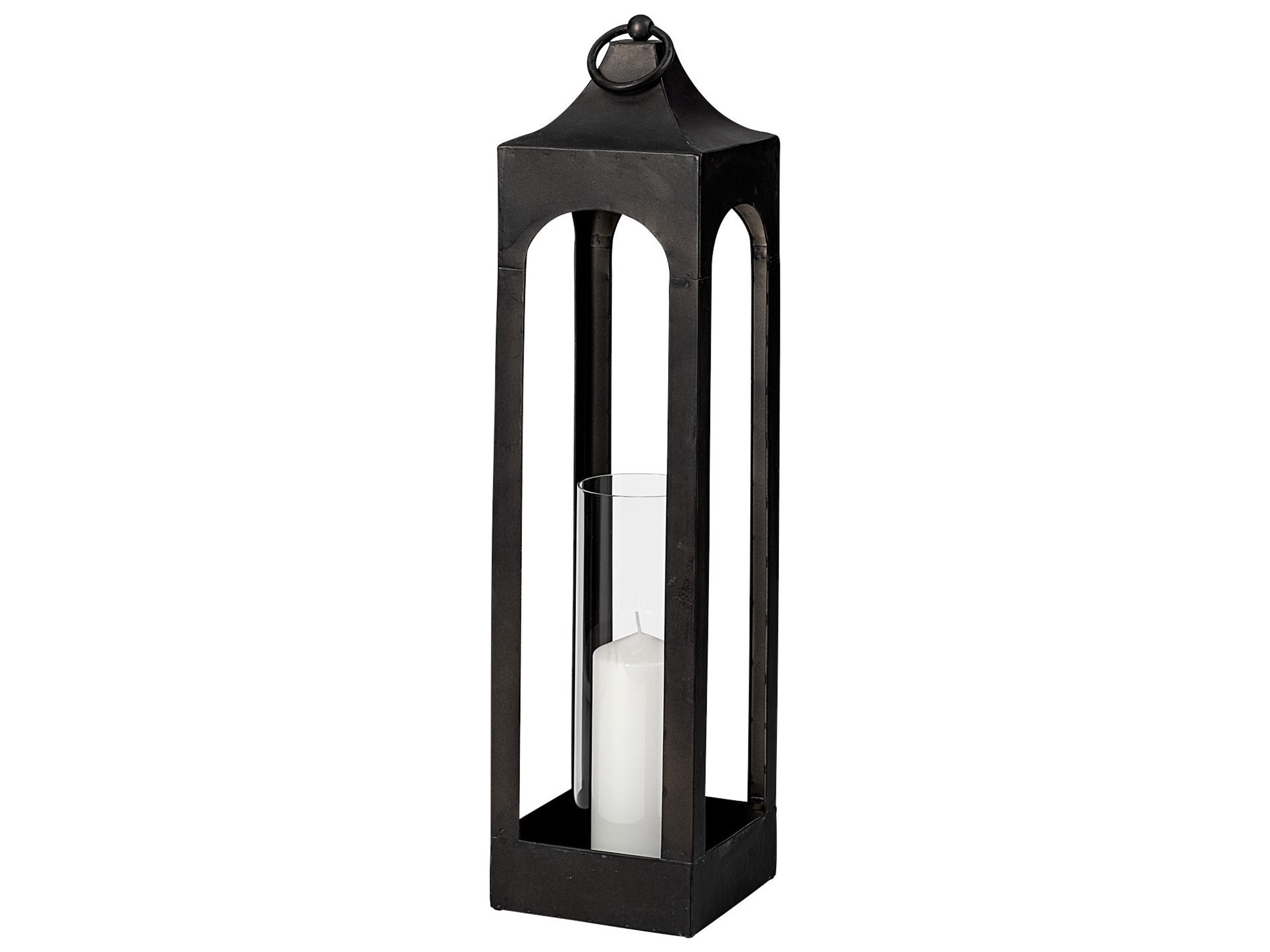 Ina Tall Charcoal Metal Candle Holder Lantern