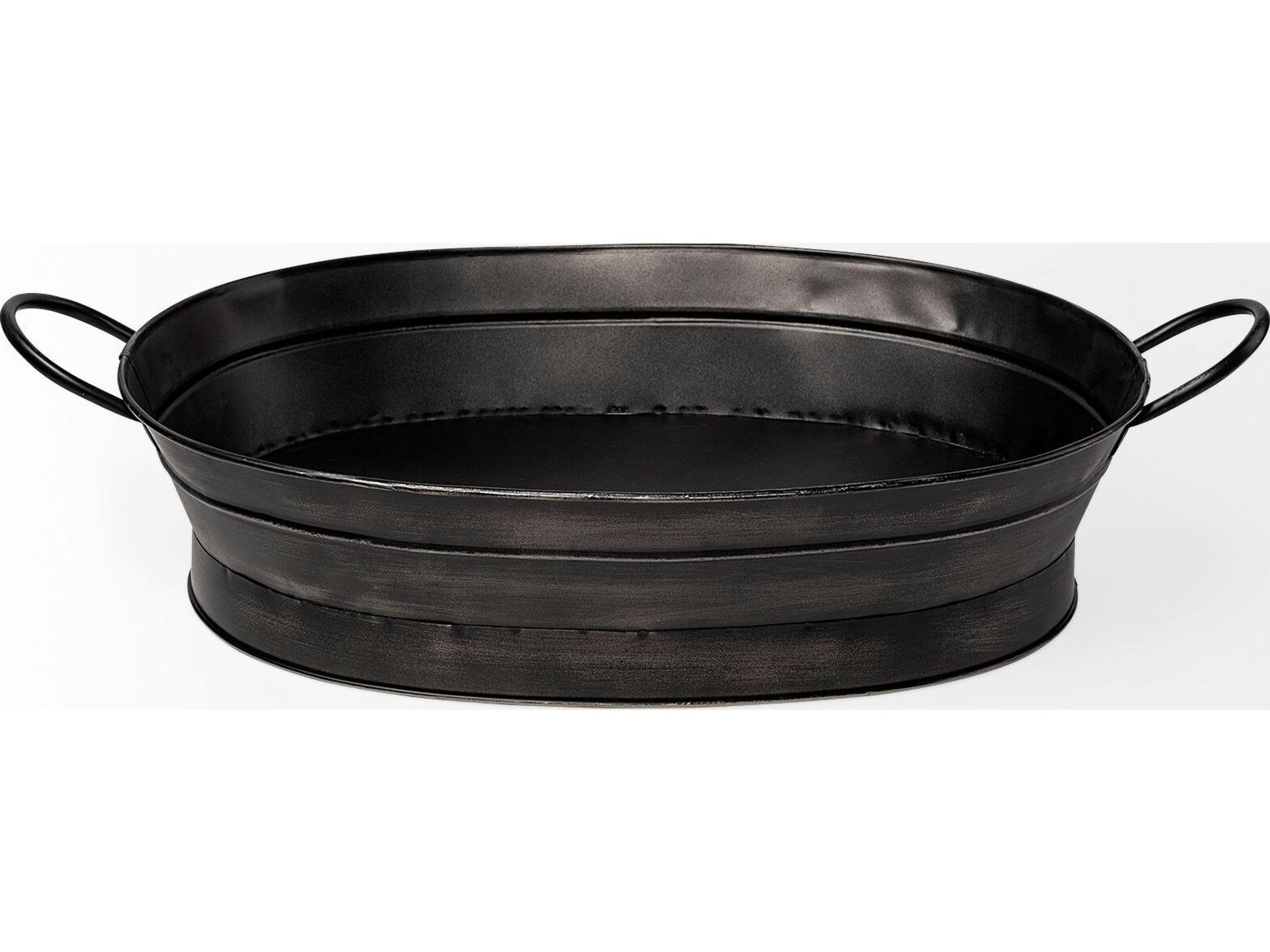 Mercana Reno 20L x 14W Black Metal Vintage Inspired Basket