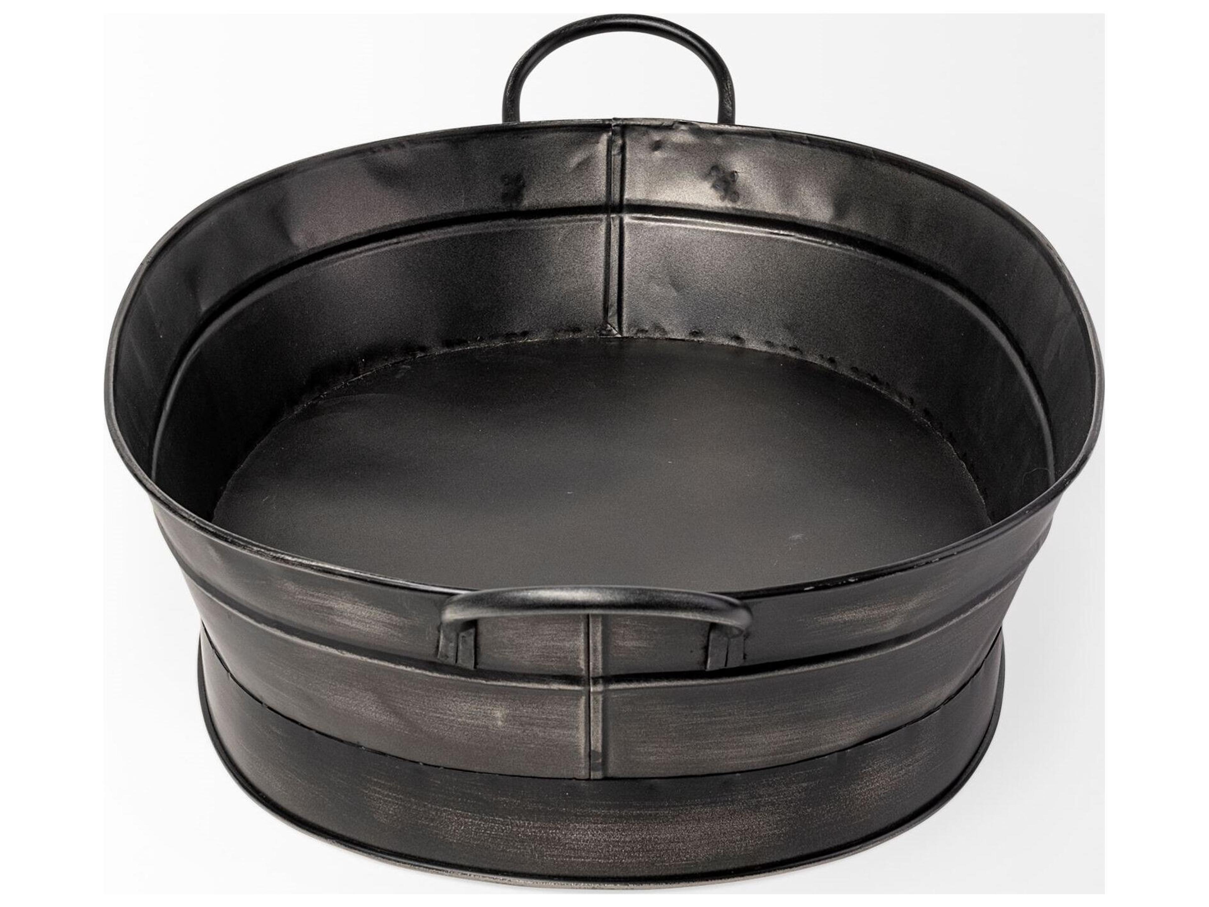 Mercana Reno 20L x 14W Black Metal Vintage Inspired Basket