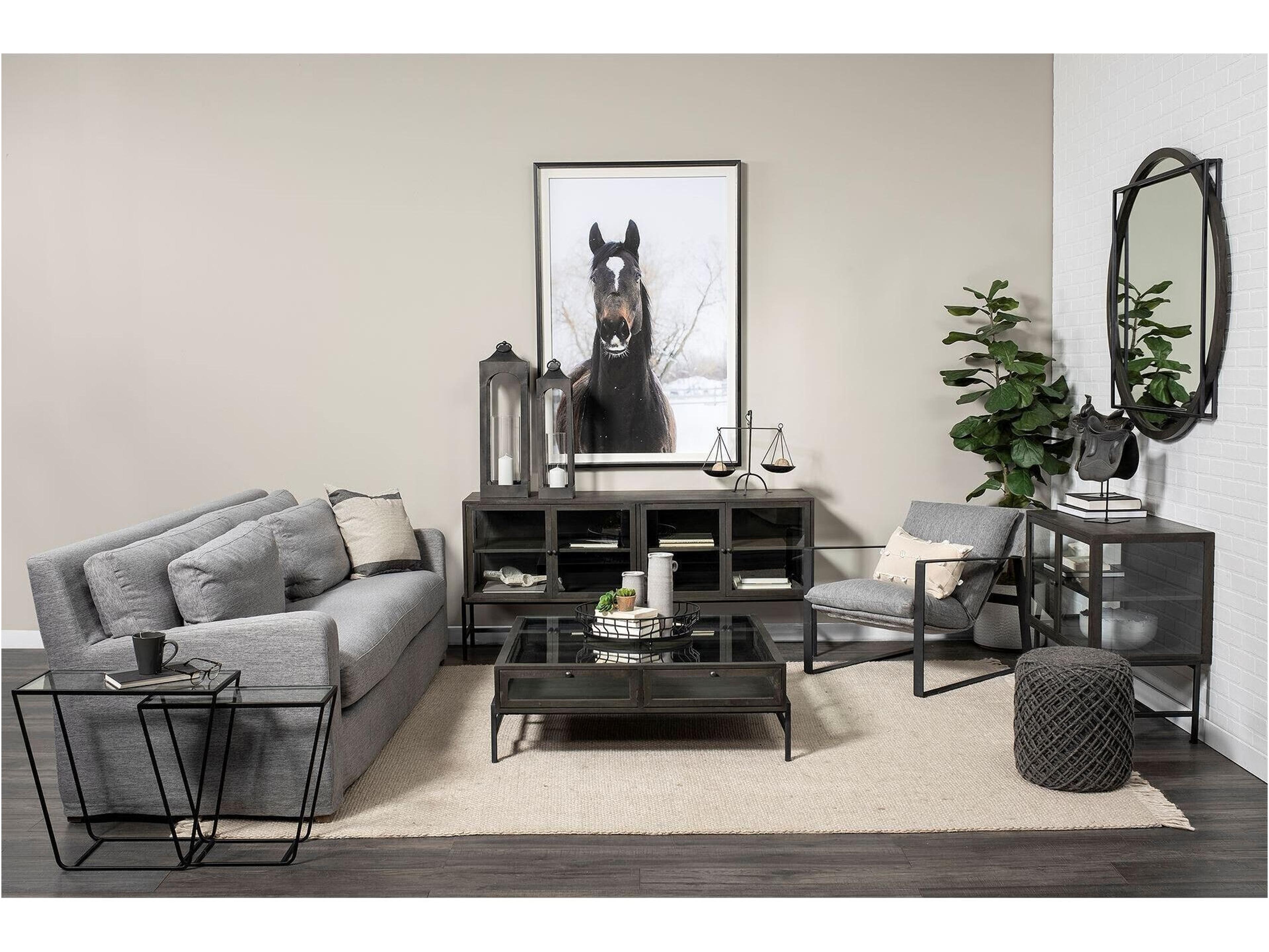 Mercana Guilia Castlerock Gray With Metal Frame Sling Accent Chair