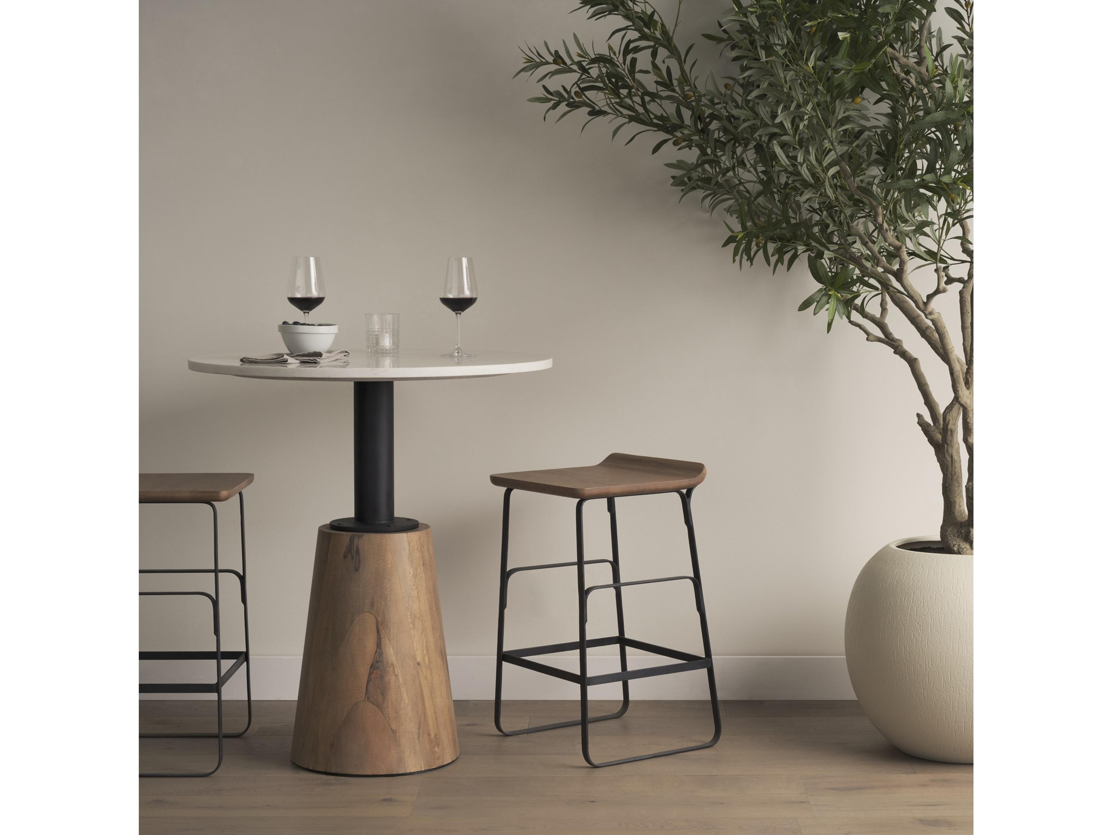 Mercana Conan 25" Seat Height Brown Wood Seat Black Metal Frame Counter Stool