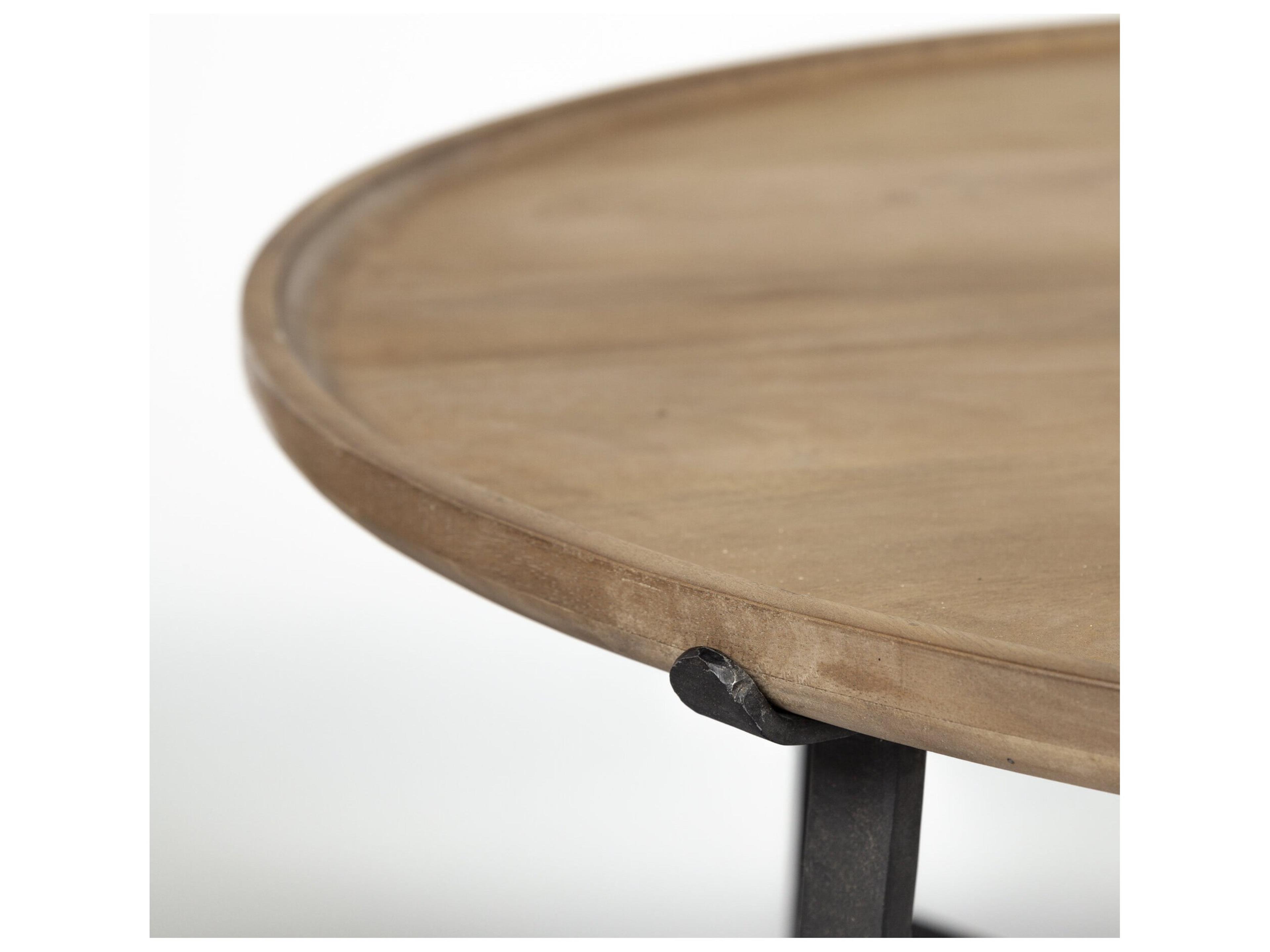 Mercana Helios (Set of 2) Brown Solid Wood Top Black Metal Base Nesting Coffee Tables