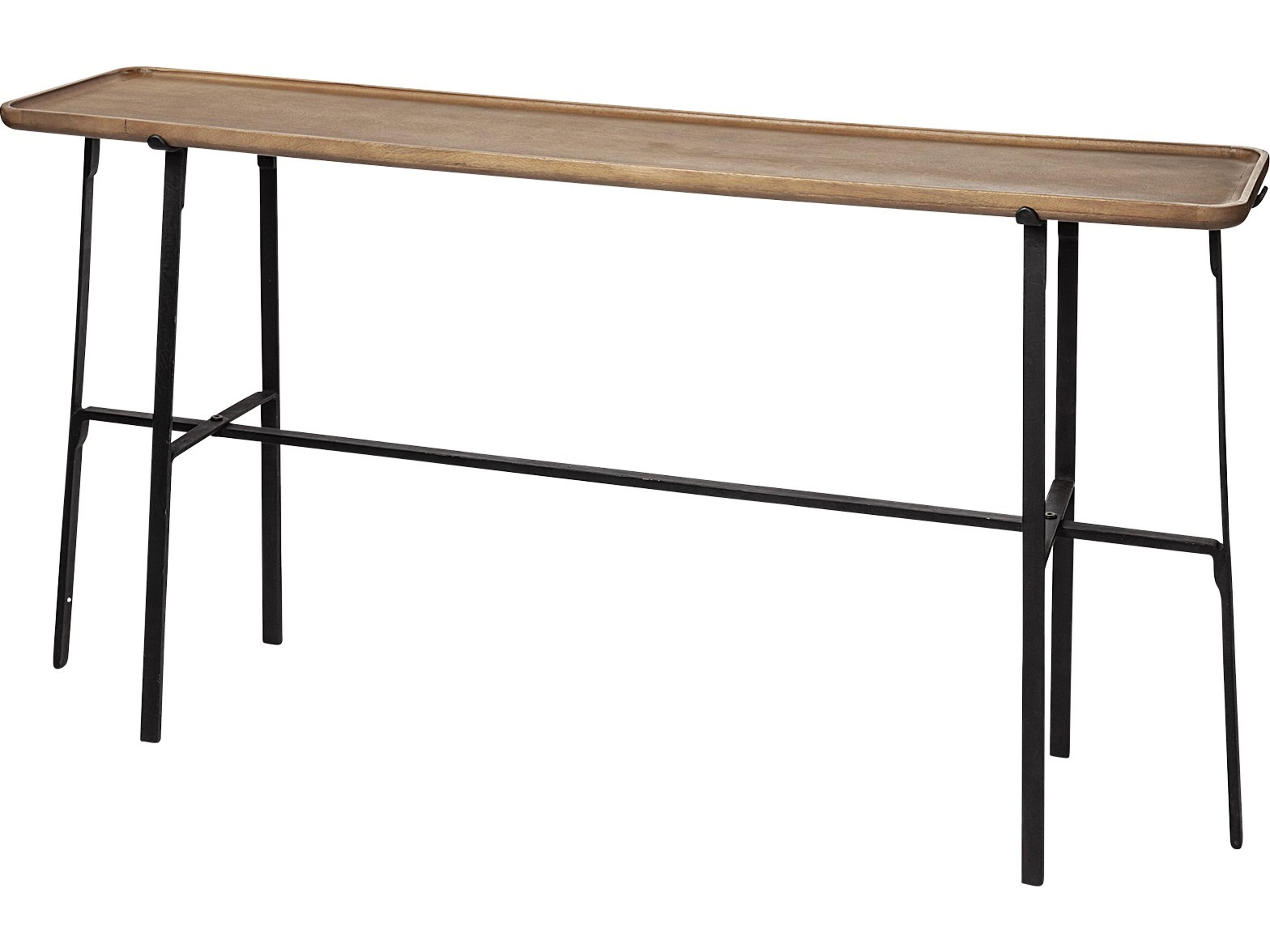 Helios II 60L x 14W x 29H Rectangular Brown Raised Edge Top Console Table
