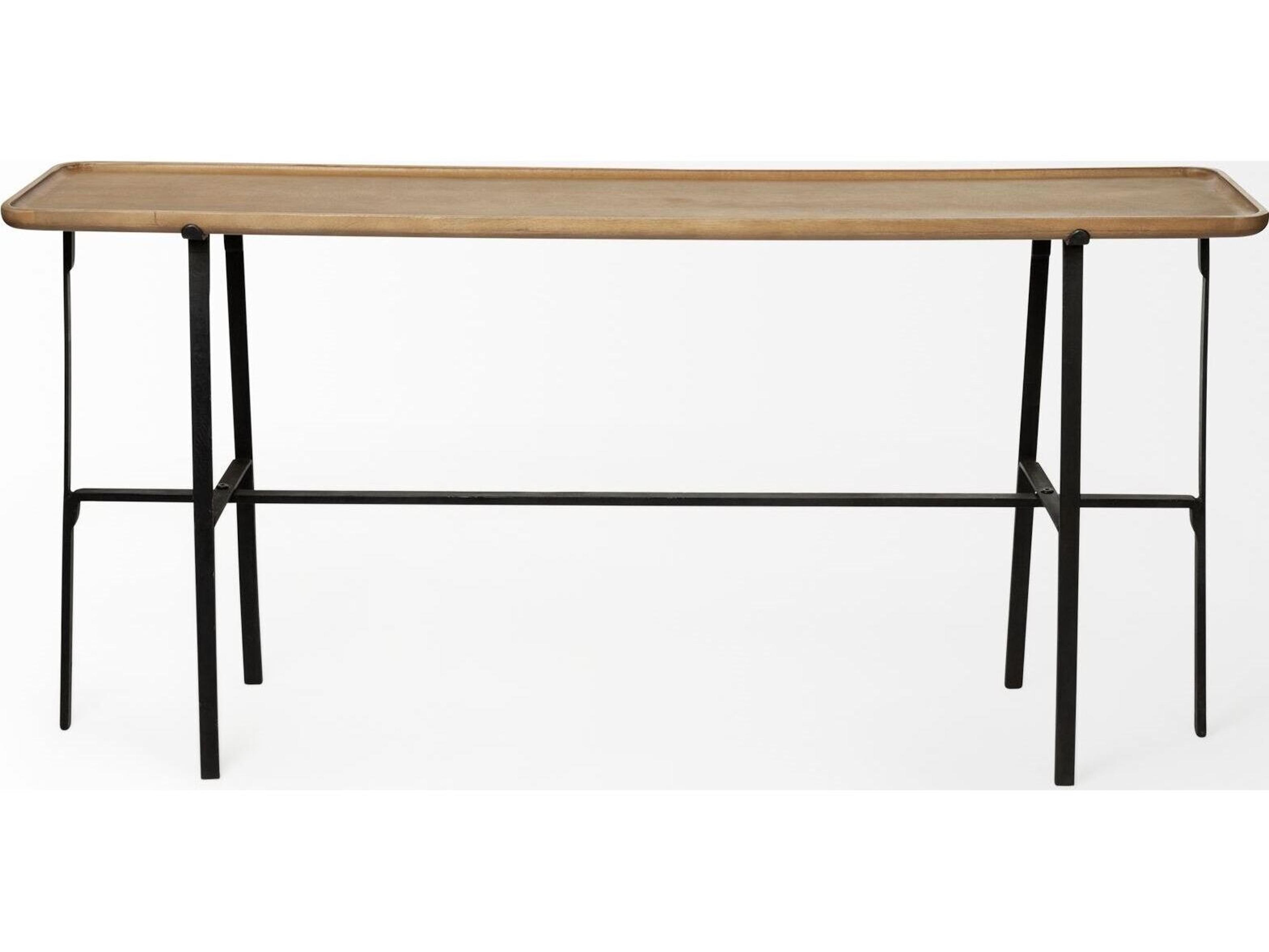 Mercana Helios II 60L x 14W x 29H Rectangular Brown Raised Edge Top Console Table