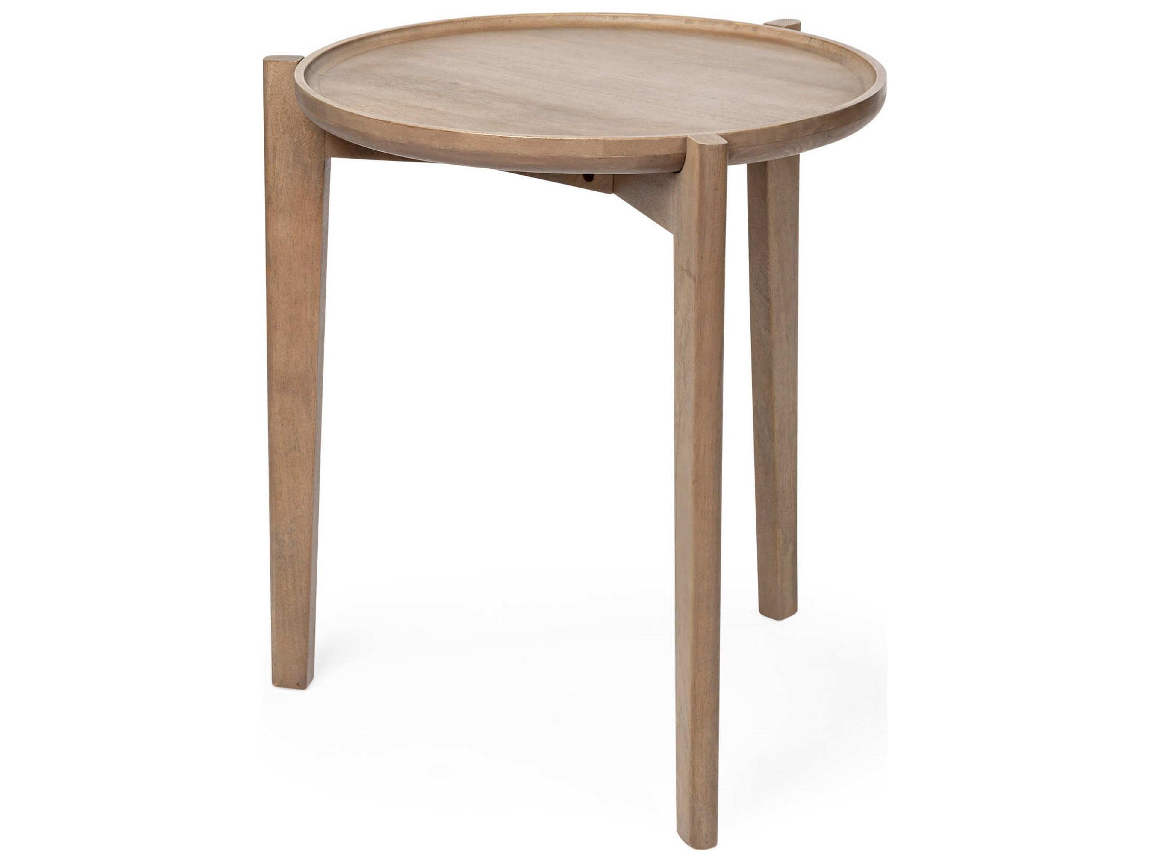Cleaver I 22 x 24 Round Top Brown Solid Wood Accent Table