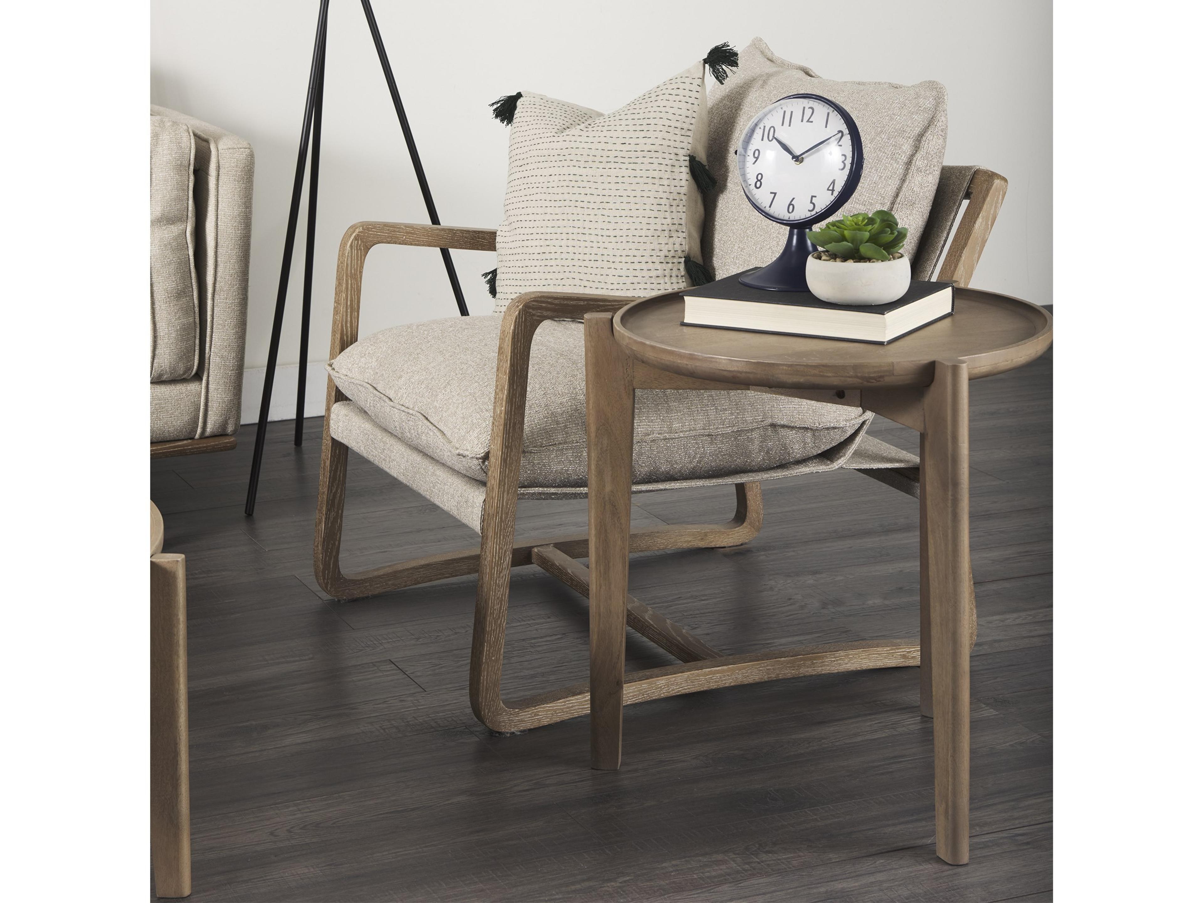 Mercana Cleaver I 22 x 24 Round Top Brown Solid Wood Accent Table