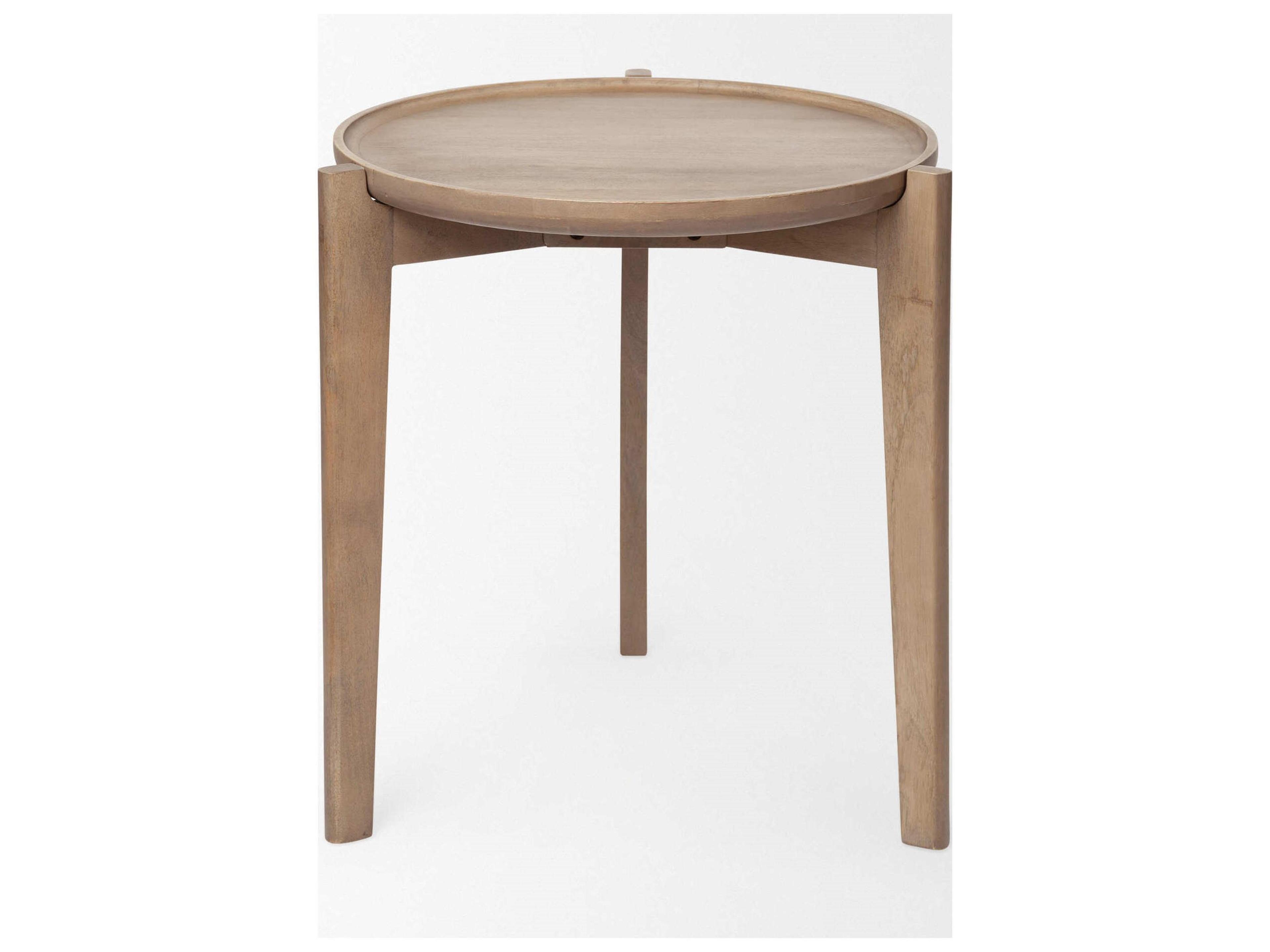 Mercana Cleaver I 22 x 24 Round Top Brown Solid Wood Accent Table