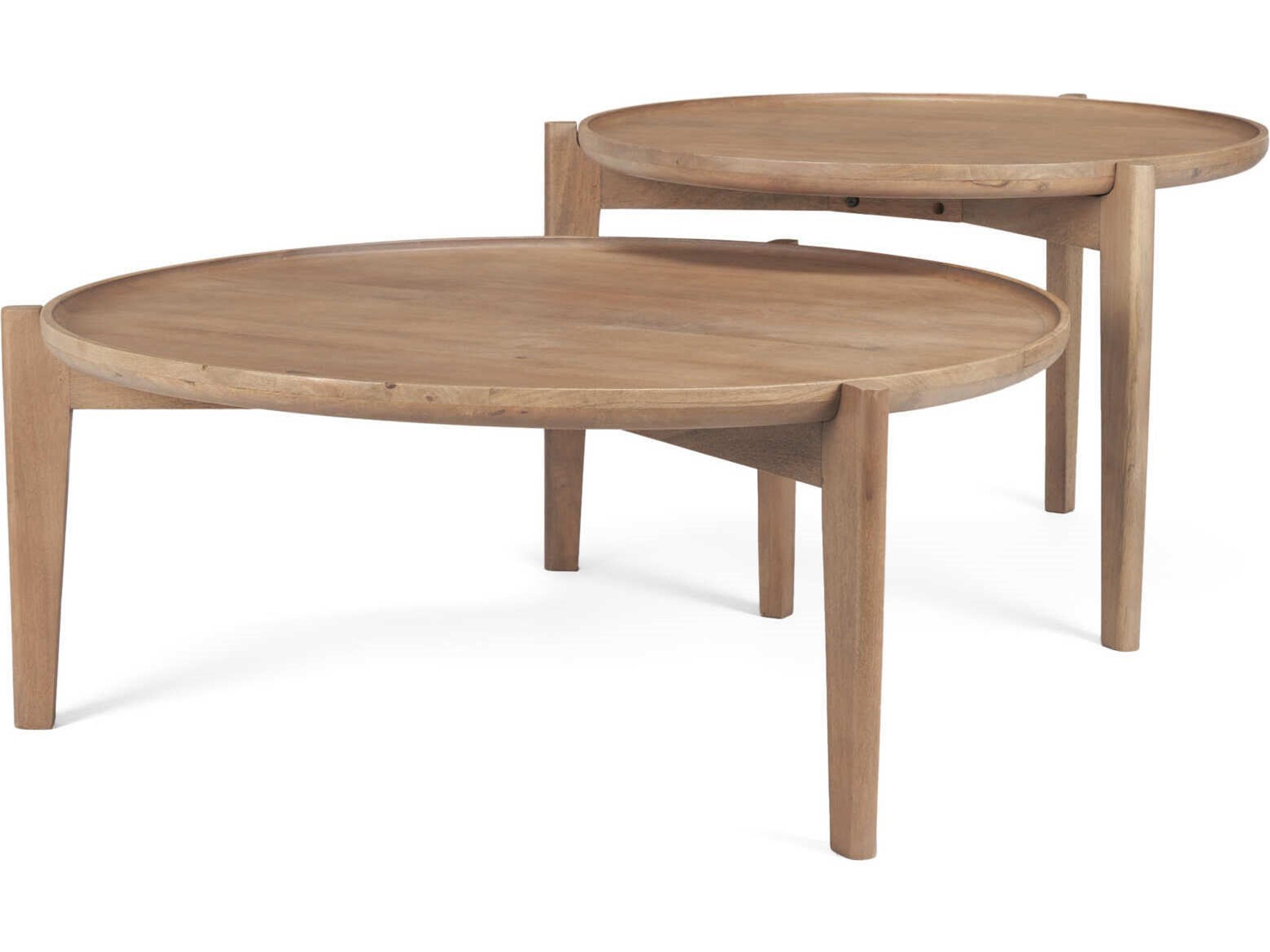 Cleaver (Set of 2) 40" & 31" Round Brown Solid Wood Nesting Coffee Tables