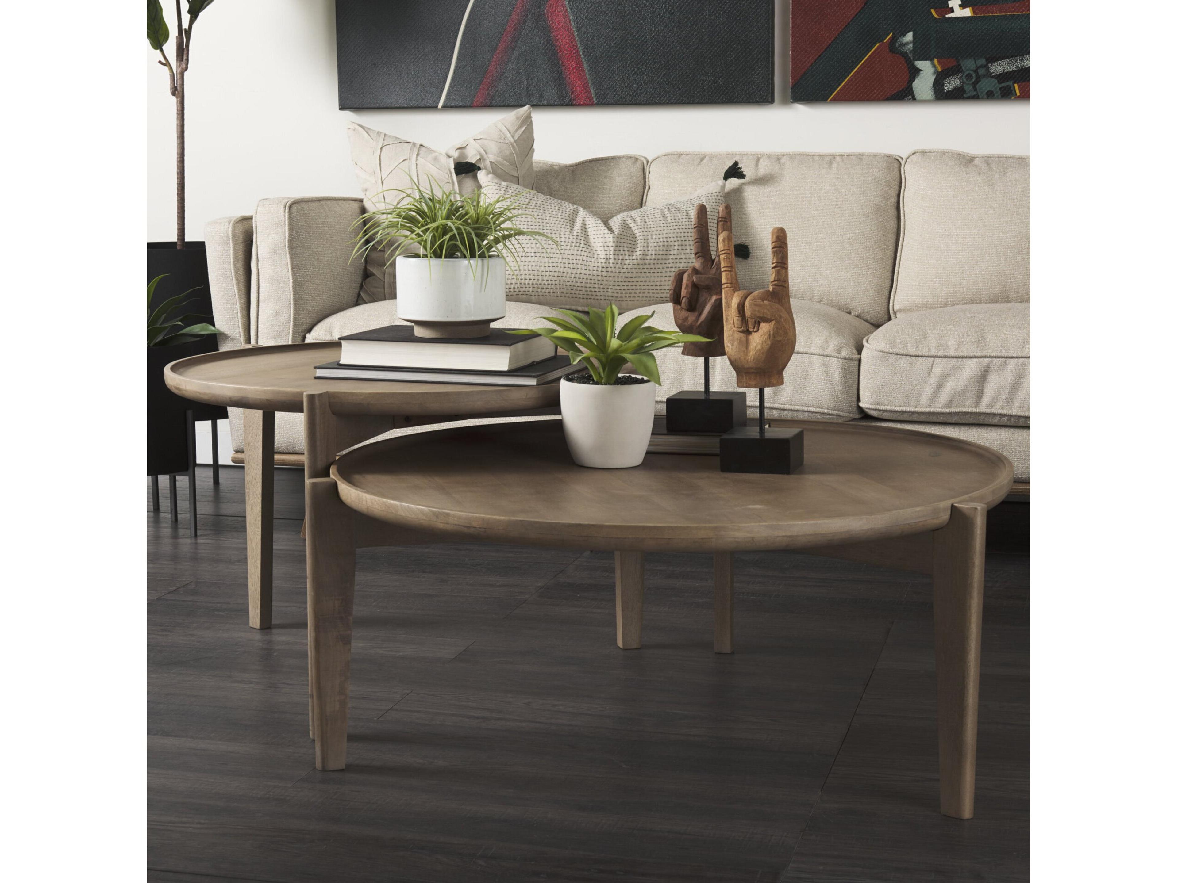 Mercana Cleaver (Set of 2) 40" & 31" Round Brown Solid Wood Nesting Coffee Tables