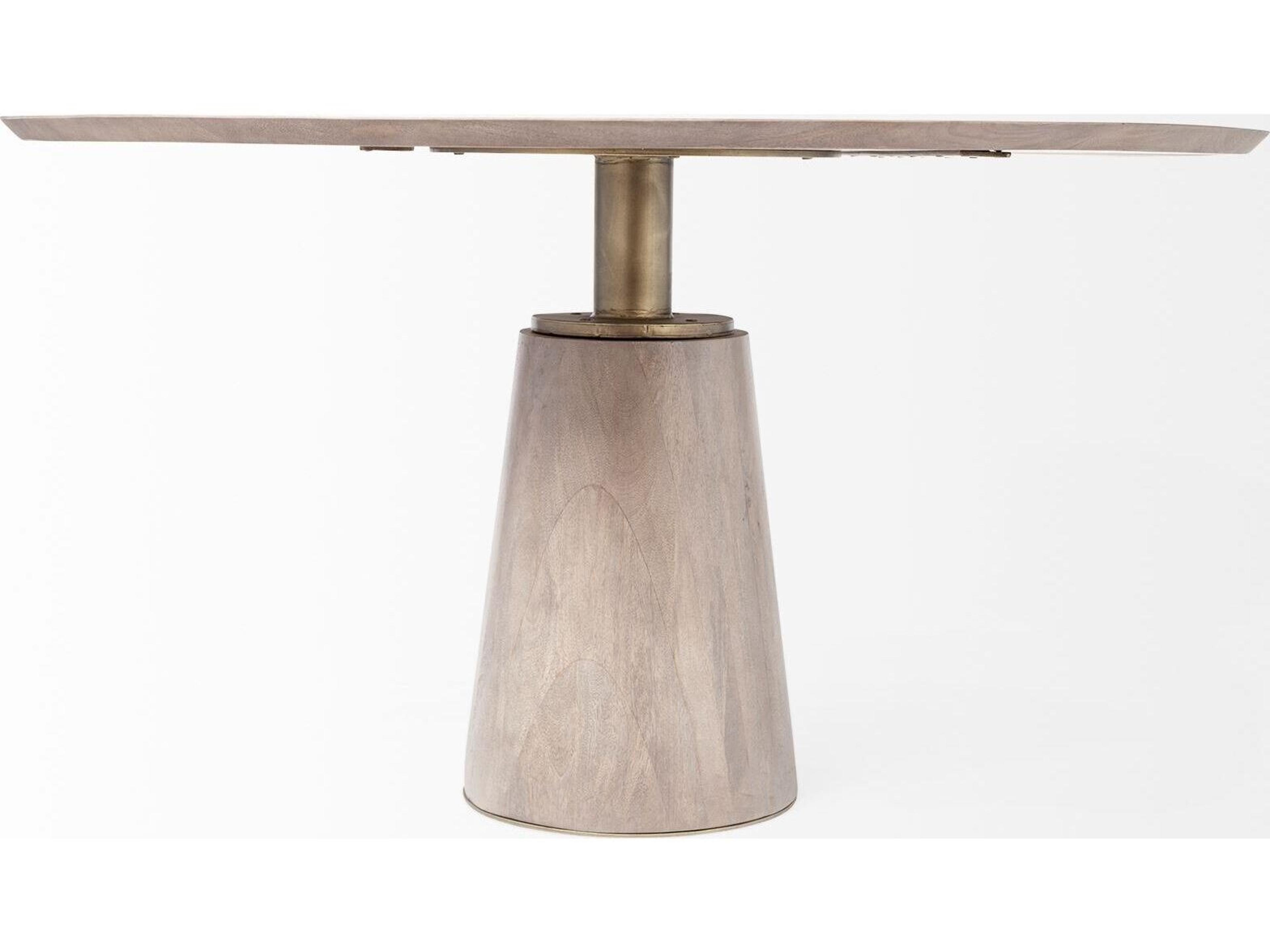 Mercana Maxwell II 54" Round Brown Solid Wood Top Brown Wood/Gold Metal Base Dining Table