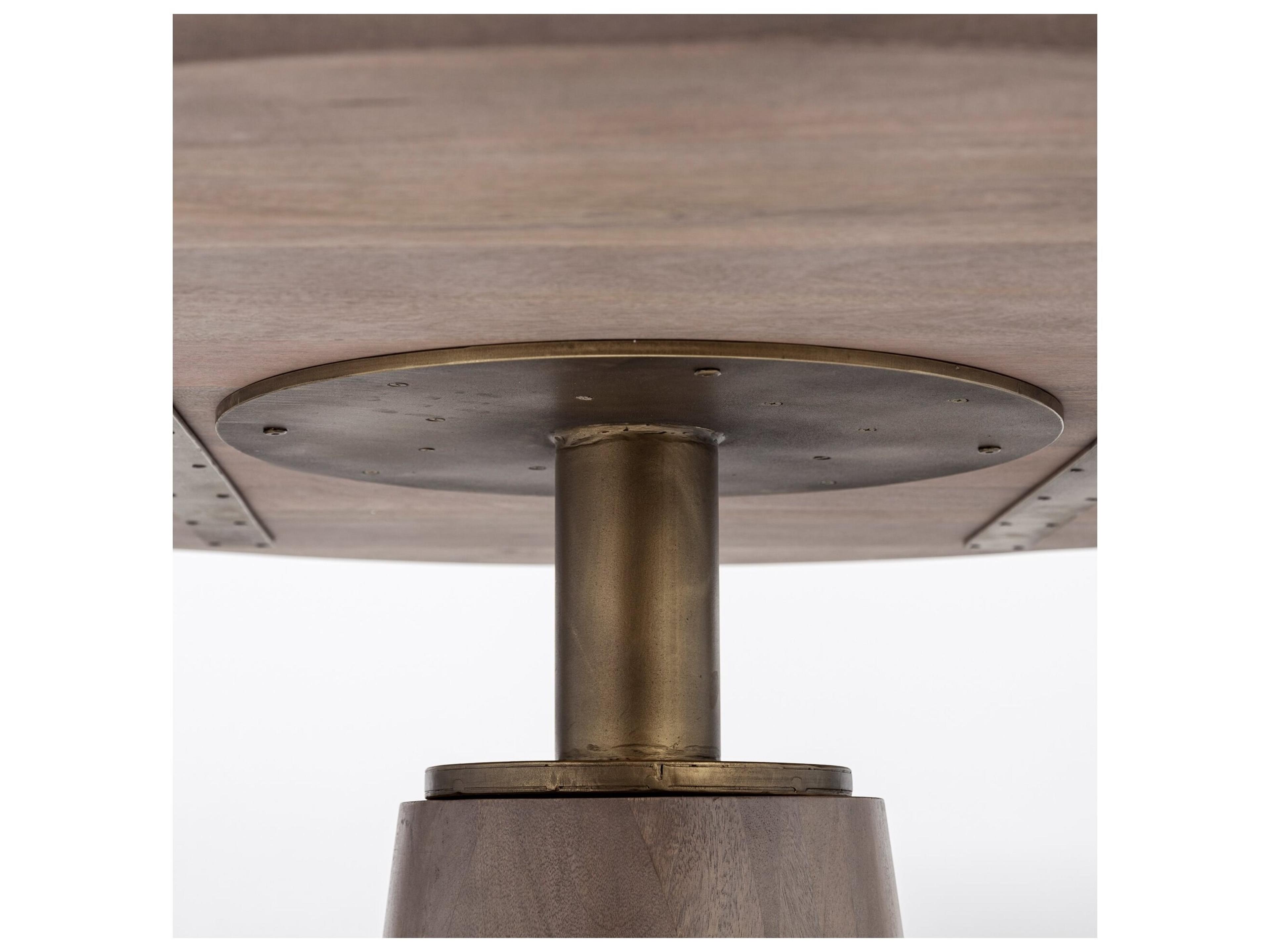 Mercana Maxwell II 54" Round Brown Solid Wood Top Brown Wood/Gold Metal Base Dining Table